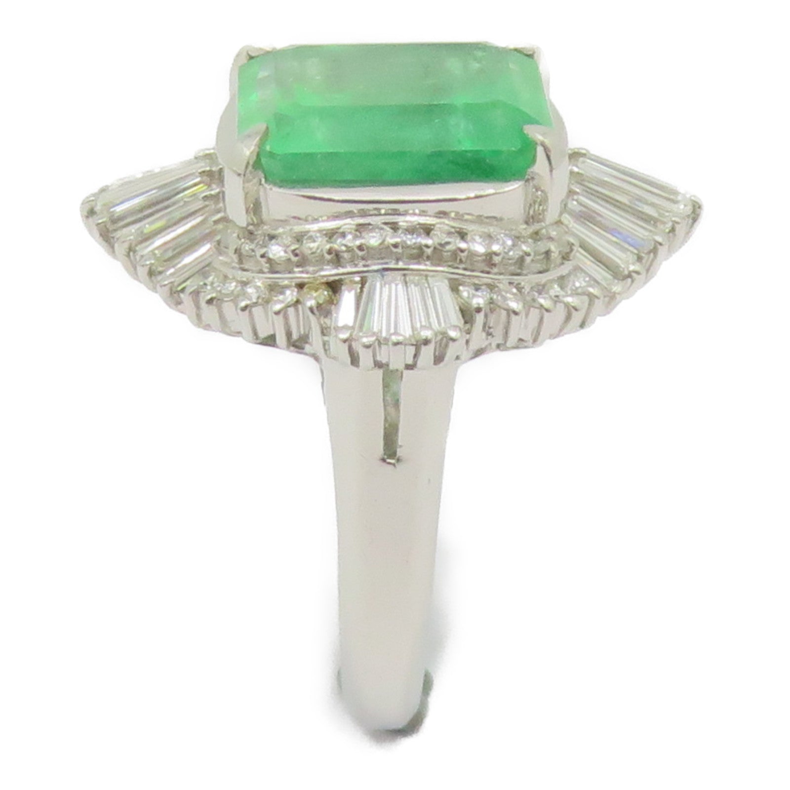 JEWELRY 【激减优惠】Pt900铂金Emerald Ring 6.55ct绿宝石/0.89ct钻石戒指US#6.25