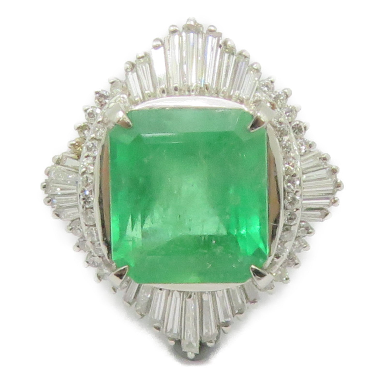JEWELRY 【激减优惠】Pt900铂金Emerald Ring 6.55ct绿宝石/0.89ct钻石戒指US#6.25