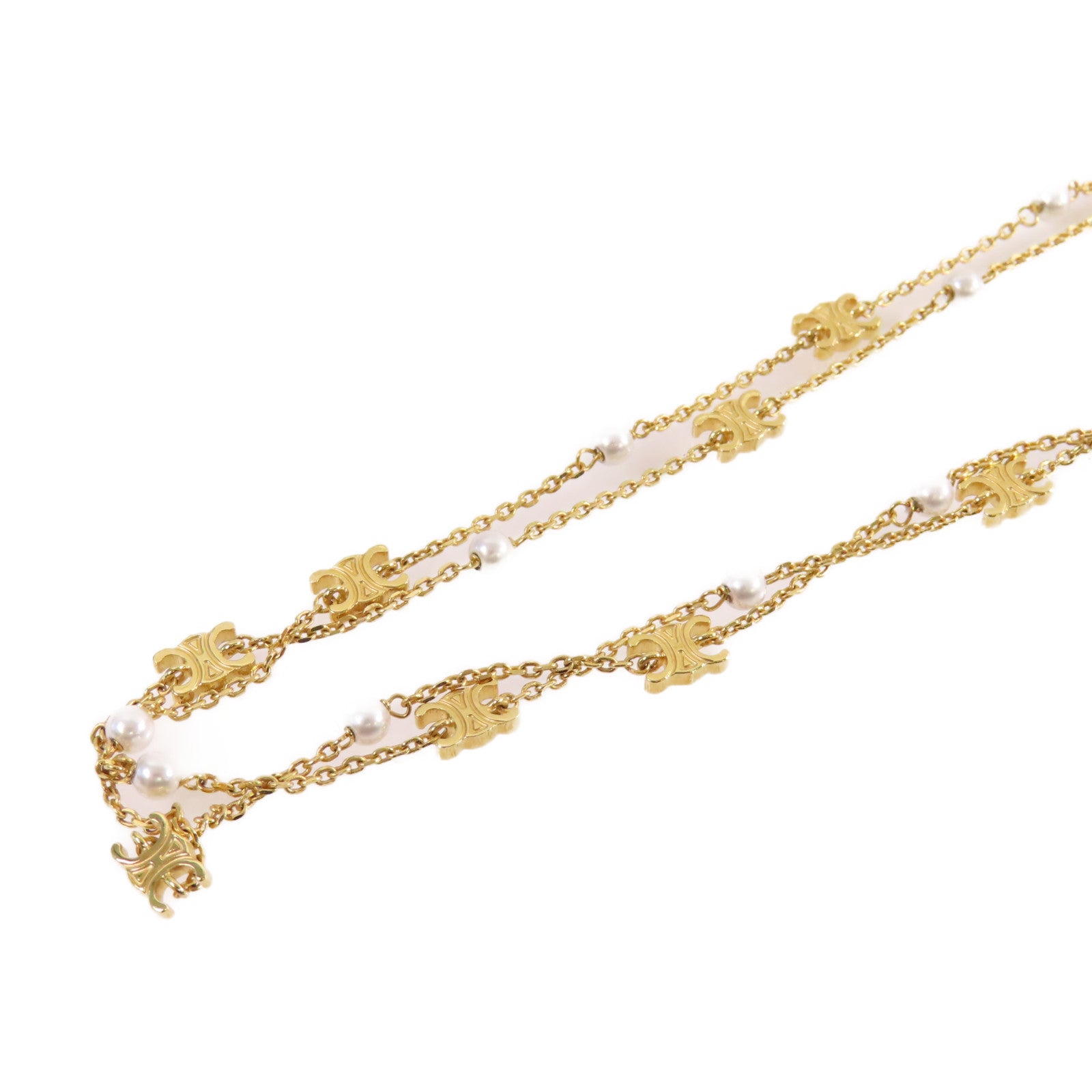 CELINE 金屬/仿珍珠 Triomphe Necklace項鏈