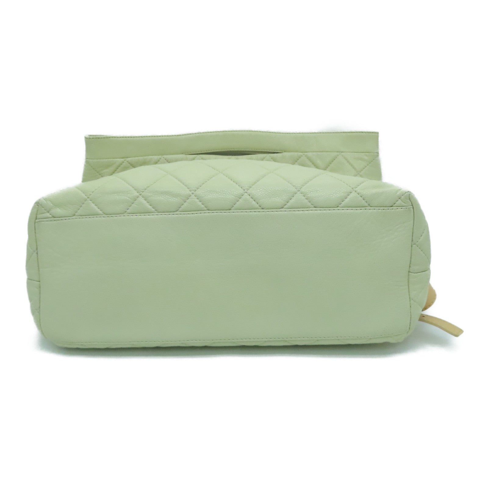 CHANEL 【激减优惠】菱格牛皮皮革Shoulder Bag银扣肩背袋米色
