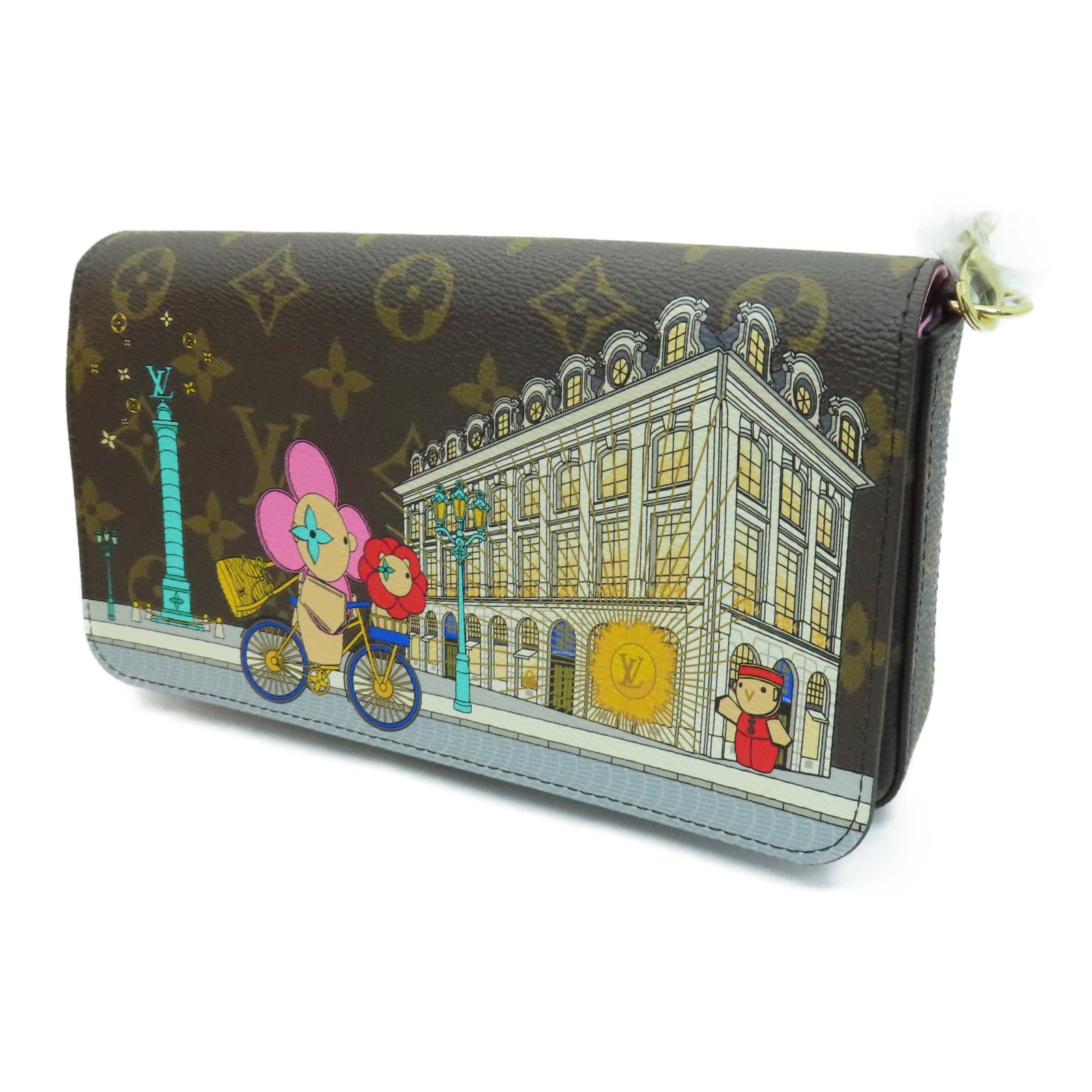 LOUIS VUITTON Monogram Felicie Pochette Vivienne Holidays Chain Shoulder Bag金扣鏈條肩背袋啡色/粉紅色