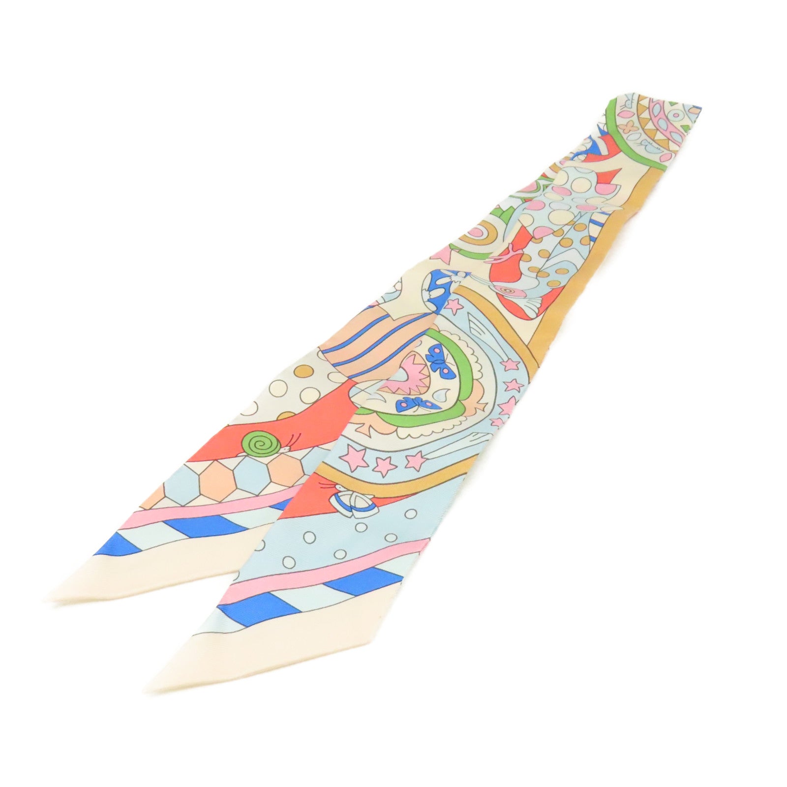 HERMES 【激減優惠】絲質Twilly Scarf絲巾杏色/粉紅色/彩色