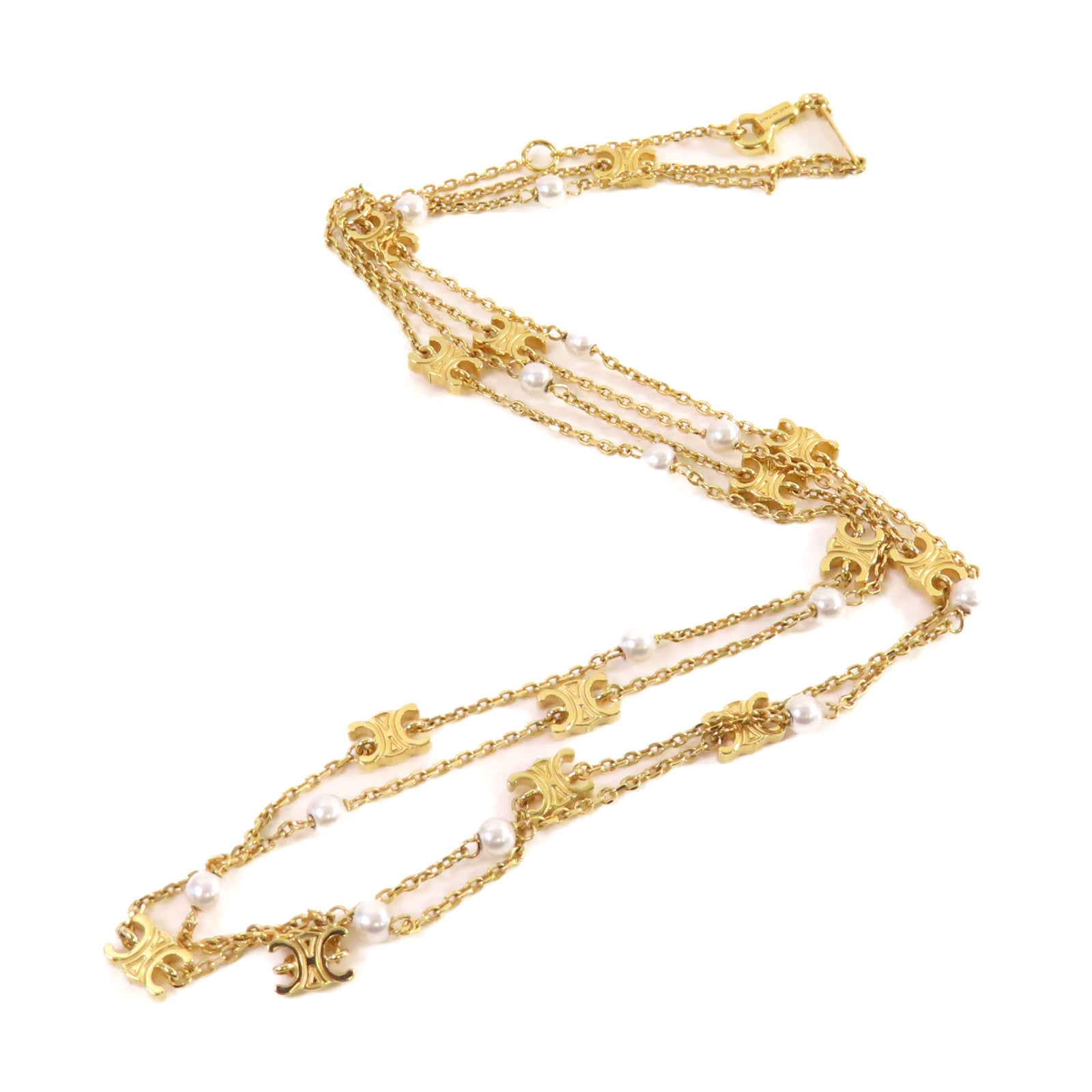 CELINE 金屬/仿珍珠 Triomphe Necklace項鏈