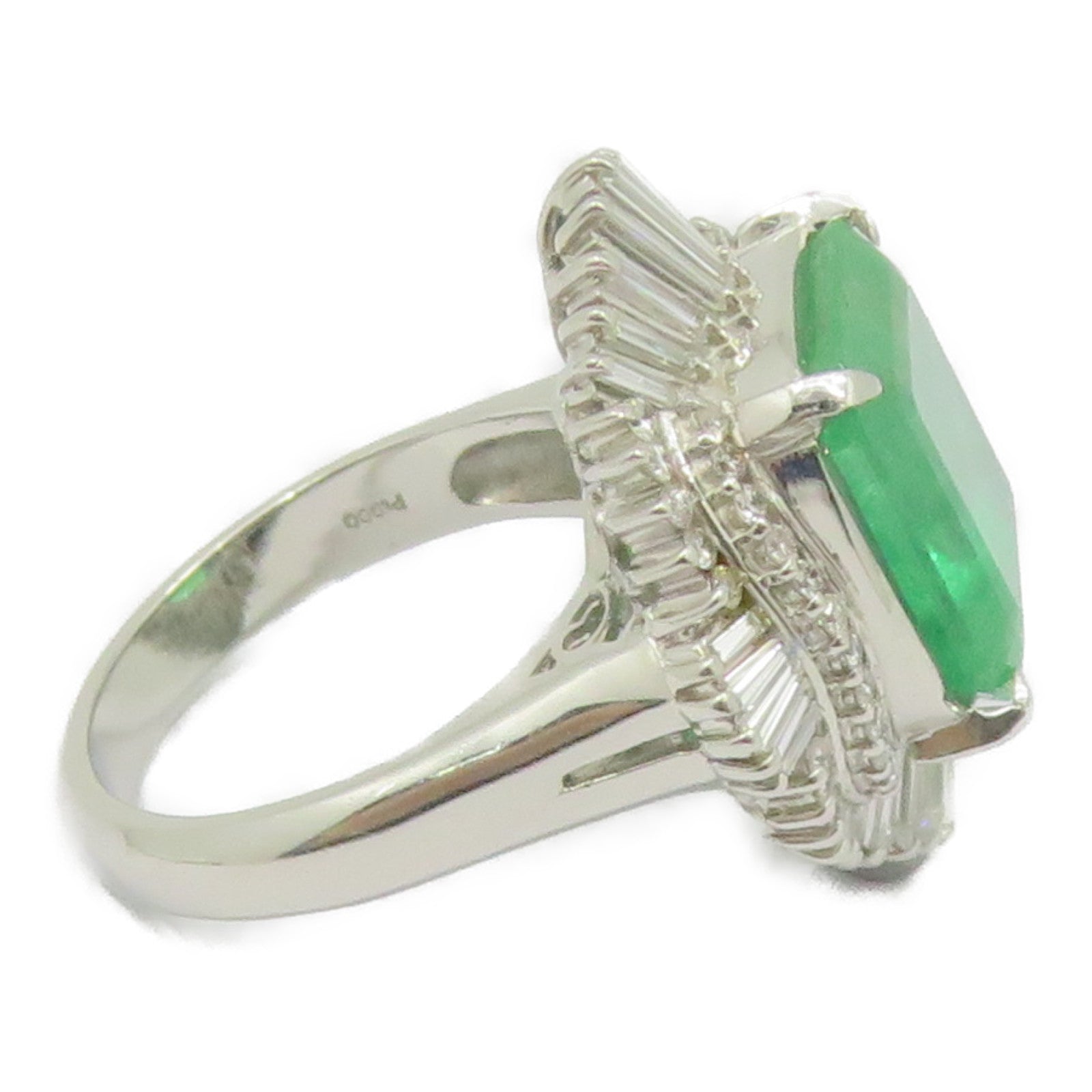 JEWELRY 【激减优惠】Pt900铂金Emerald Ring 6.55ct绿宝石/0.89ct钻石戒指US#6.25