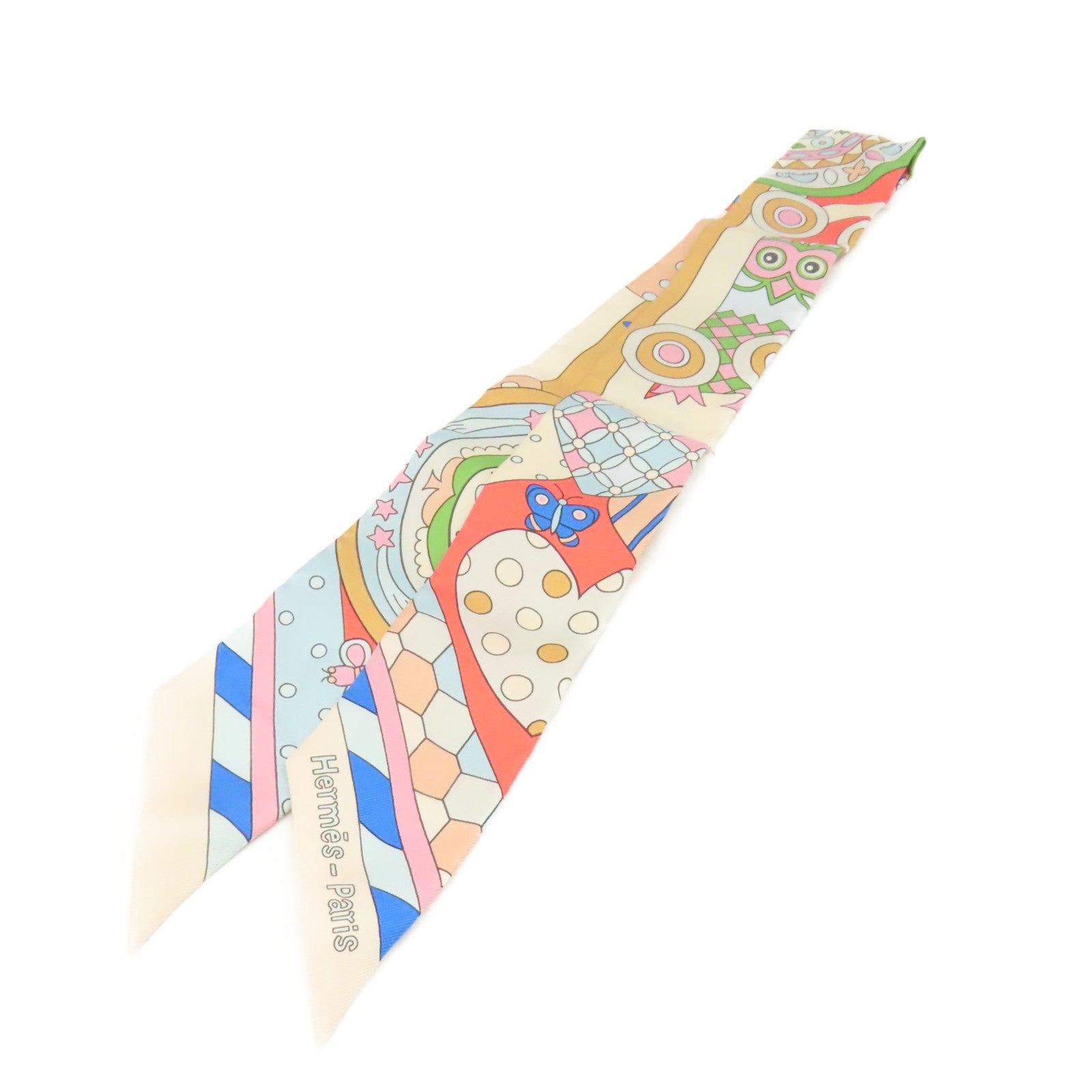 HERMES 【激減優惠】絲質Twilly Scarf絲巾杏色/粉紅色/彩色