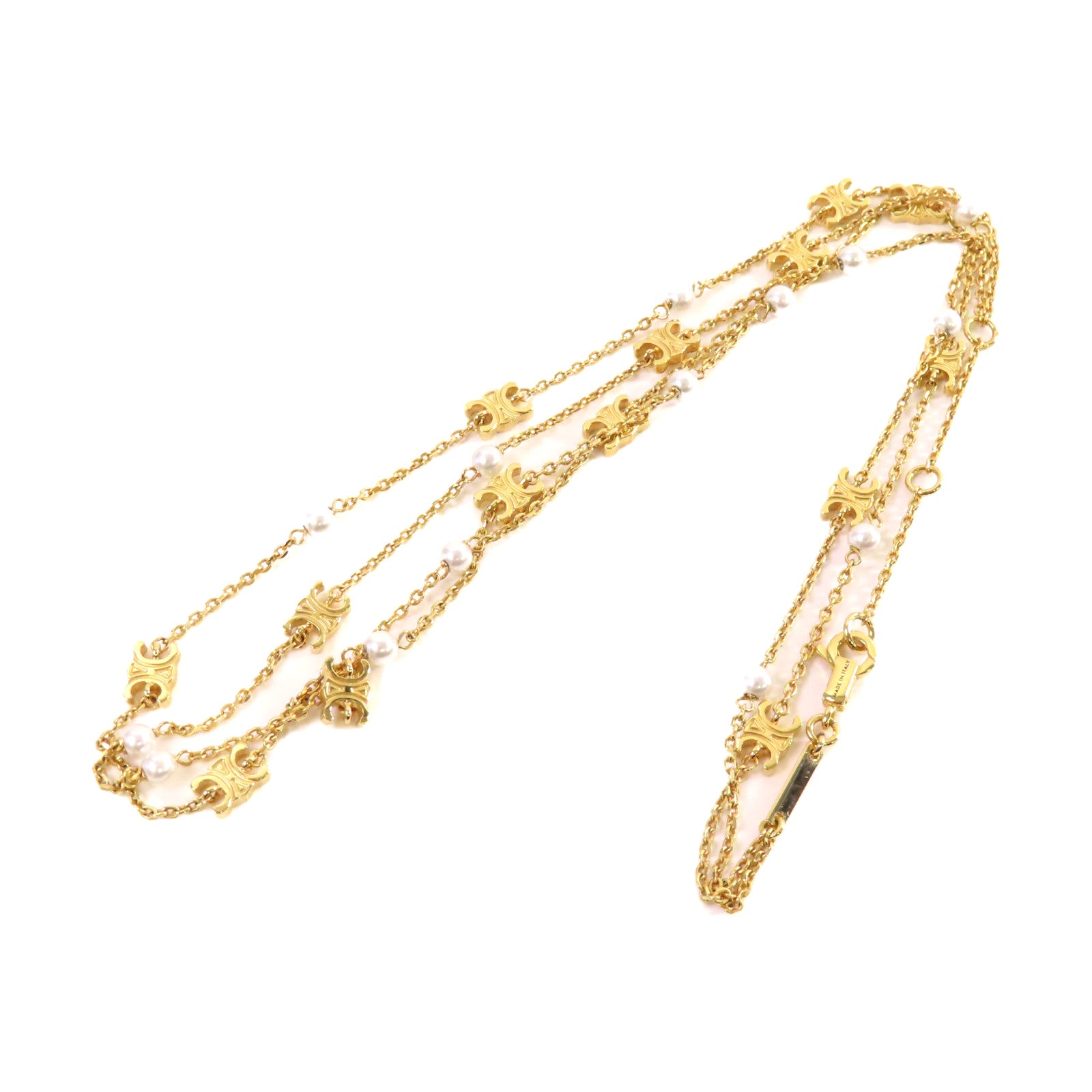 CELINE 金屬/仿珍珠 Triomphe Necklace項鏈