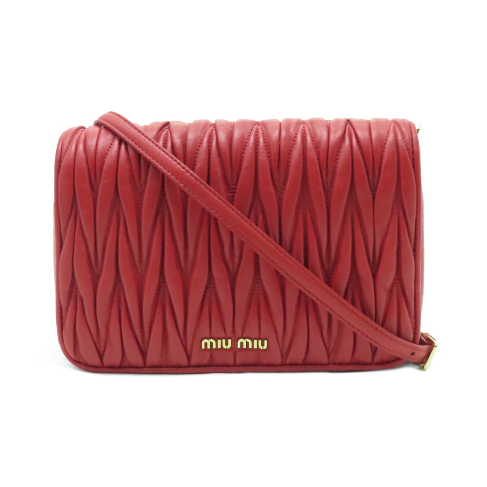 Miu Miu 羊皮皮革Shoulder Bag金扣肩背袋紅色