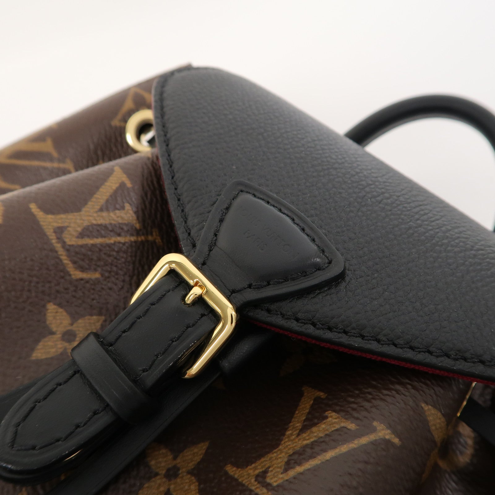 LOUIS VUITTON Monogram Montsouris BB金扣背包黑色/啡色