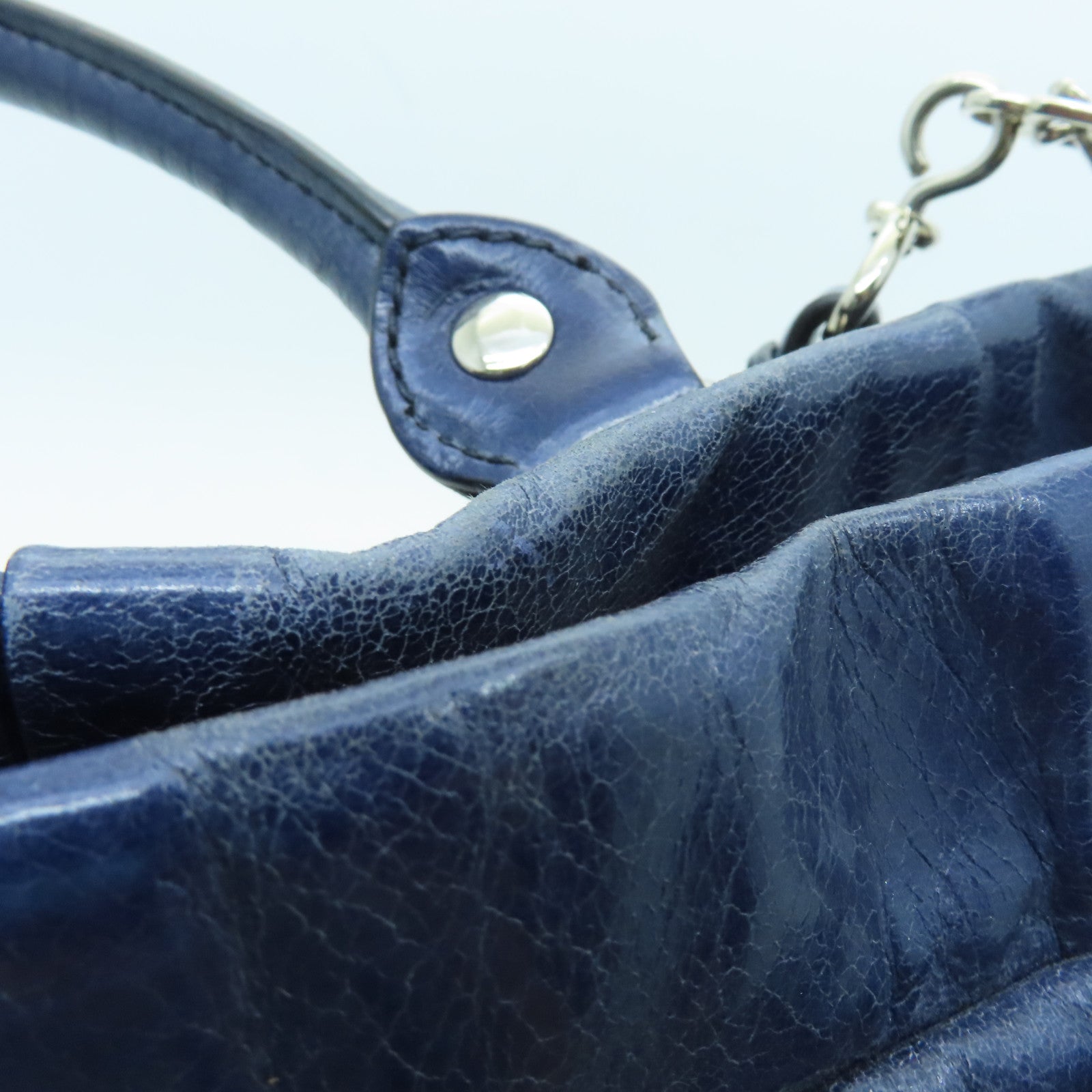 Miu Miu cowhide leather 2 Way Shoulder silver buckle handle shoulder bag blue