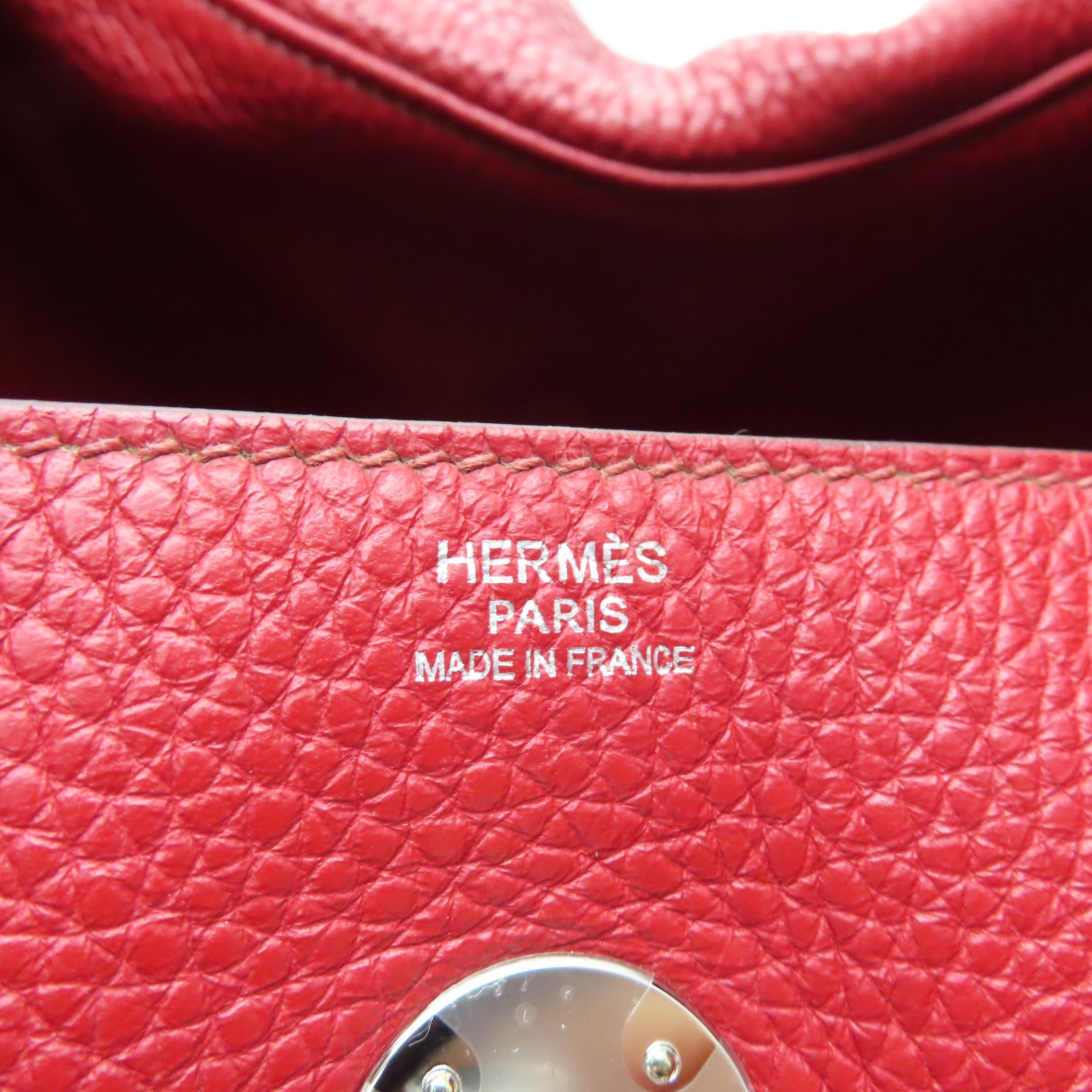 HERMES 【激減優惠】Taurillon Clemence皮革Lindy 34銀扣手挽肩背兩用袋蜜桃紅