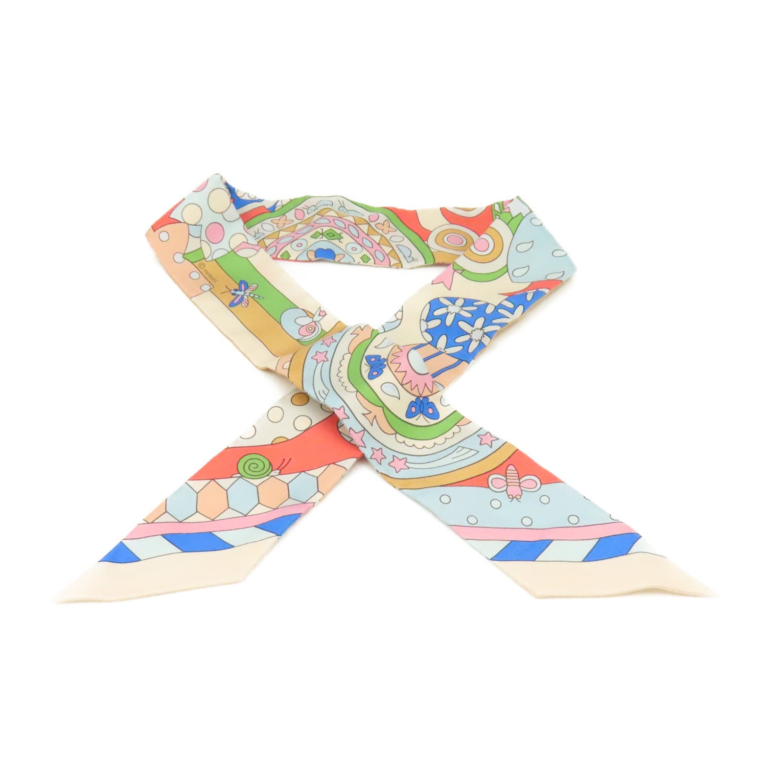 HERMES 【激減優惠】絲質Twilly Scarf絲巾杏色/粉紅色/彩色