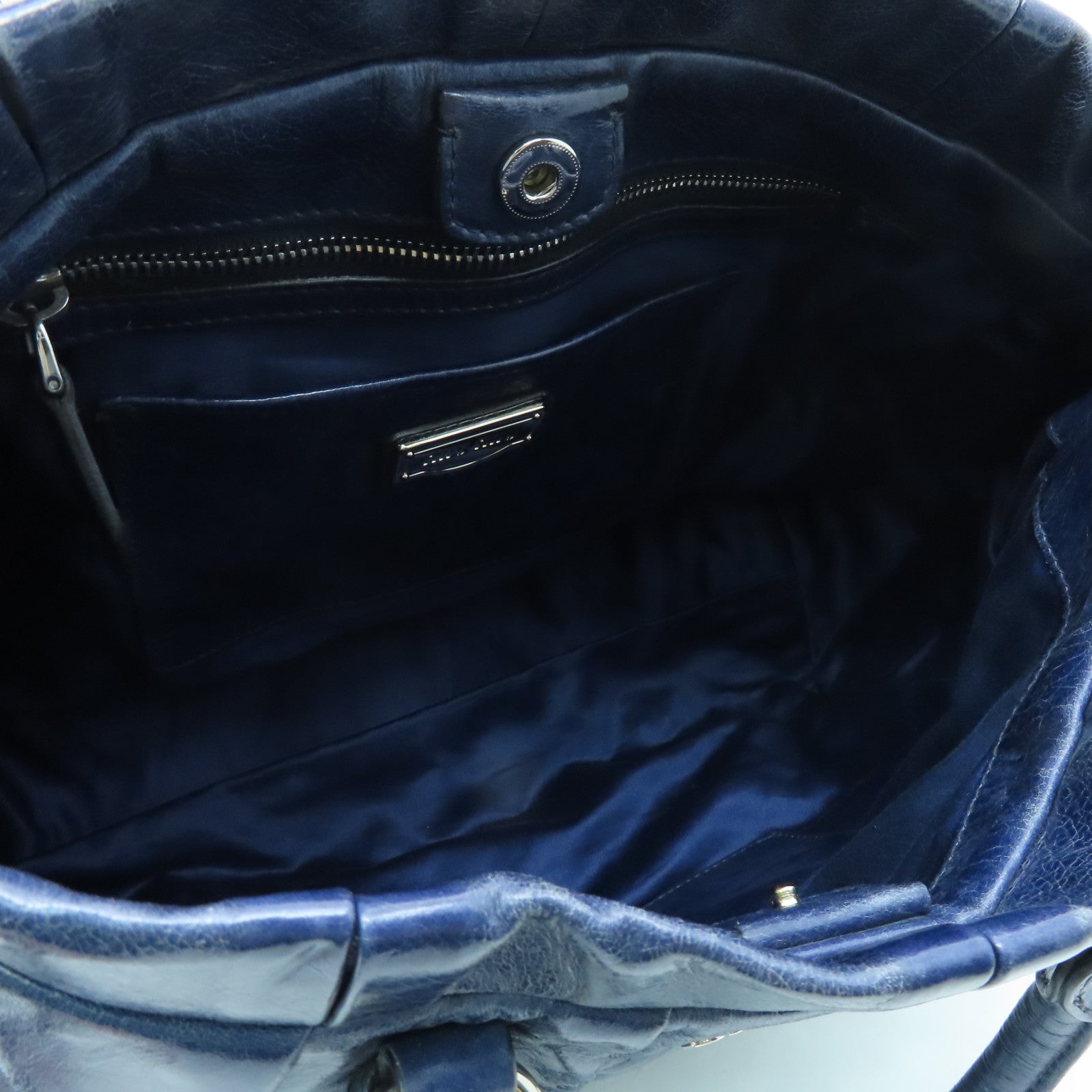 Miu Miu cowhide leather 2 Way Shoulder silver buckle handle shoulder bag blue