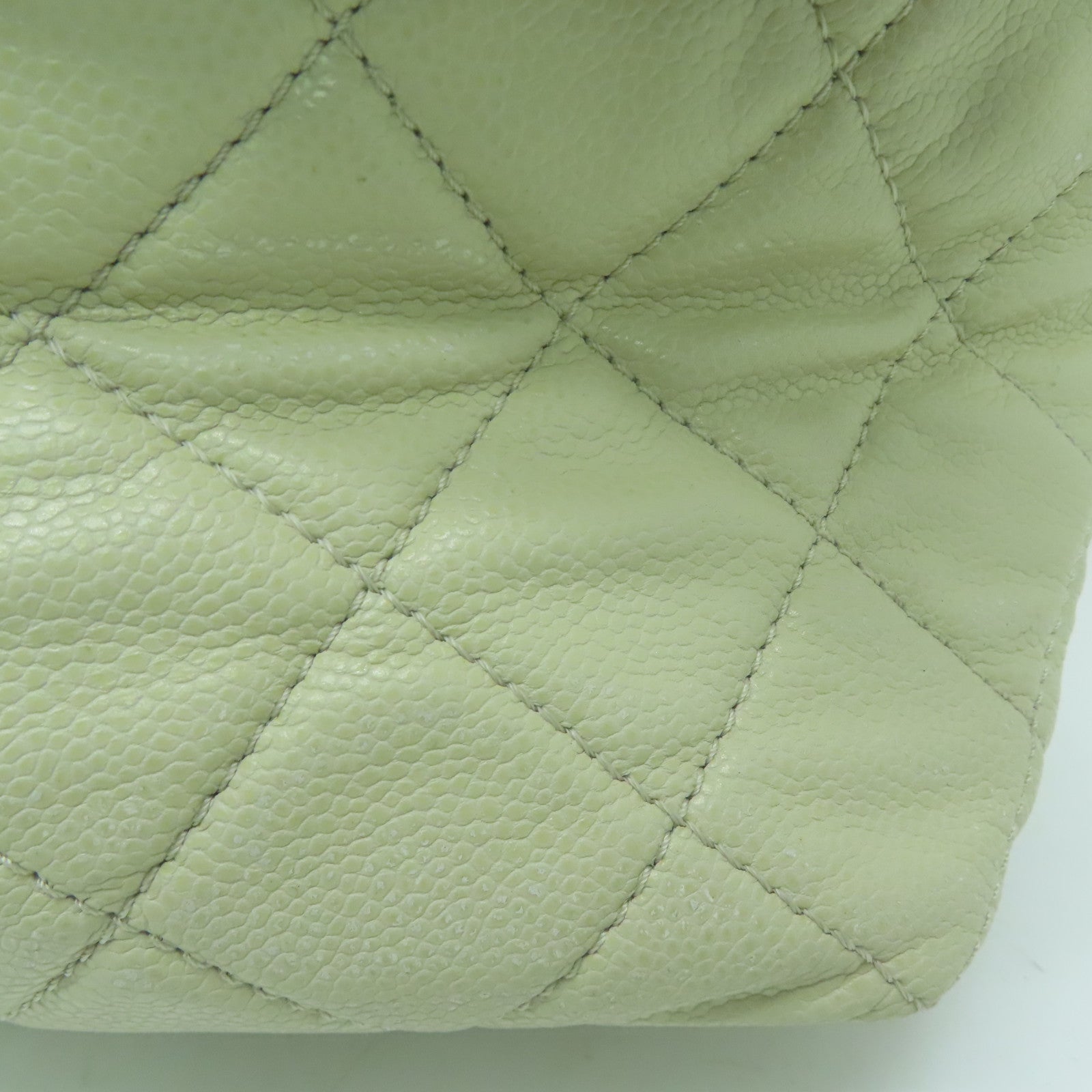 CHANEL 【激减优惠】菱格牛皮皮革Shoulder Bag银扣肩背袋米色