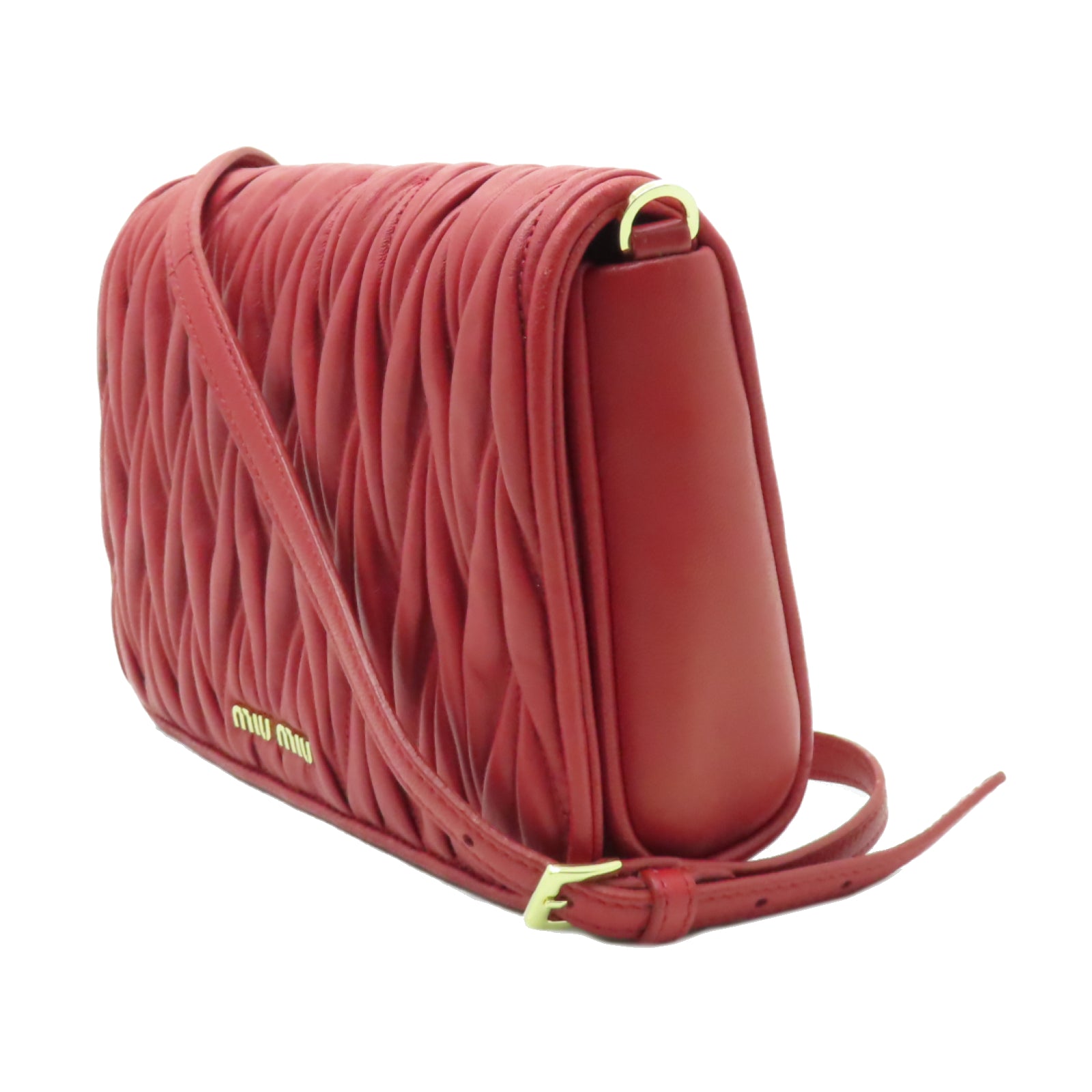 Miu Miu 羊皮皮革Shoulder Bag金扣肩背袋紅色