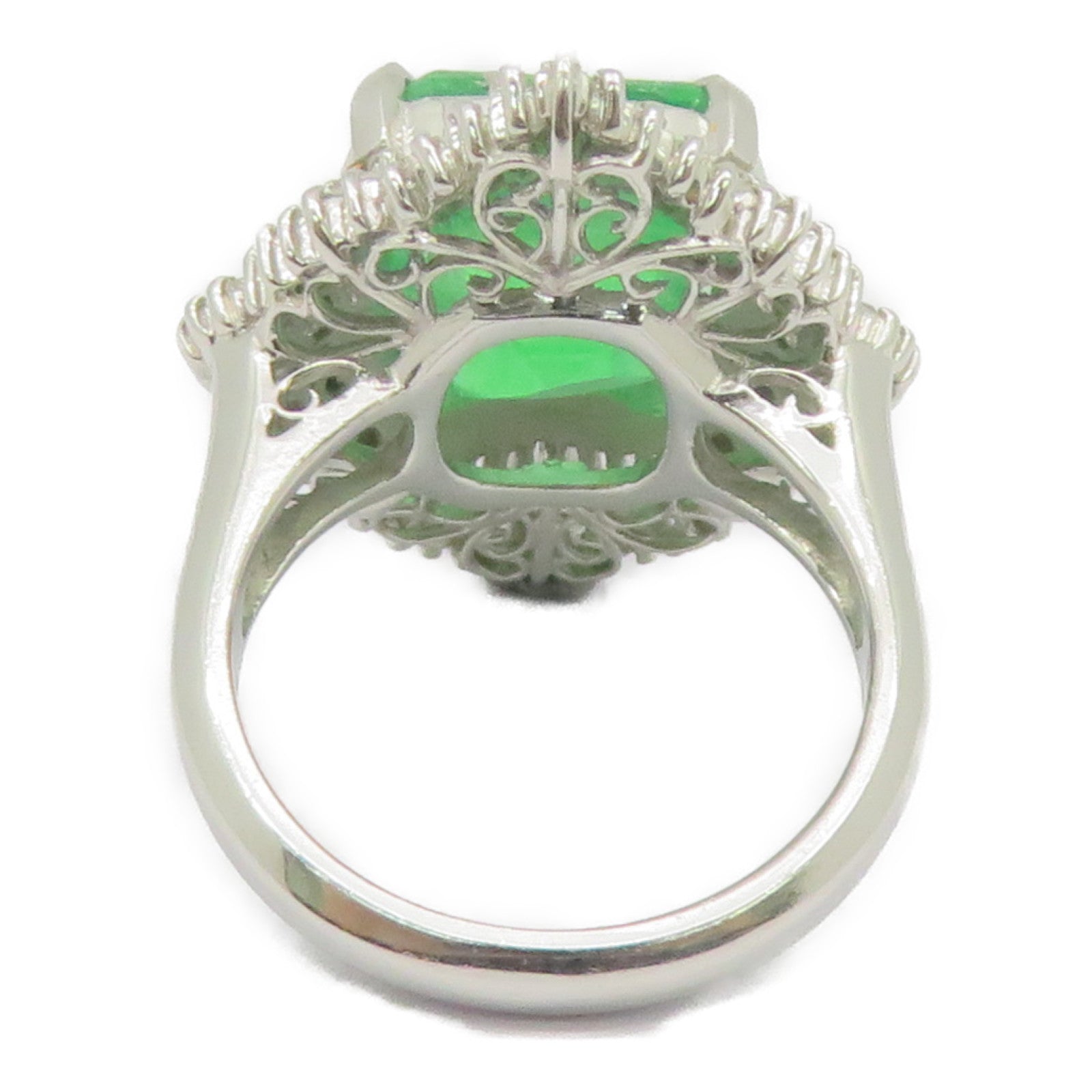 JEWELRY 【激减优惠】Pt900铂金Emerald Ring 6.55ct绿宝石/0.89ct钻石戒指US#6.25