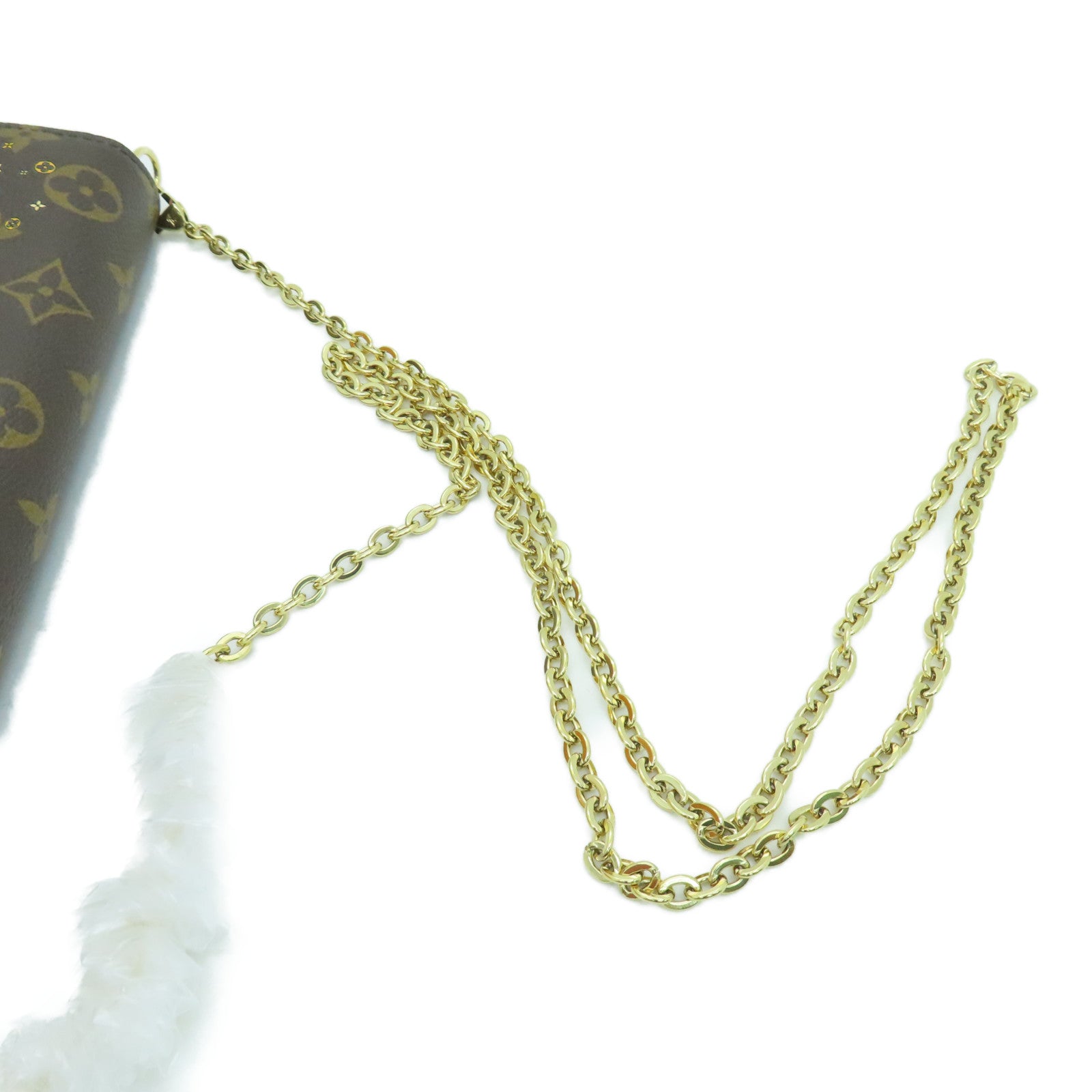 LOUIS VUITTON Monogram Felicie Pochette Vivienne Holidays Chain Shoulder Bag金扣鏈條肩背袋啡色/粉紅色