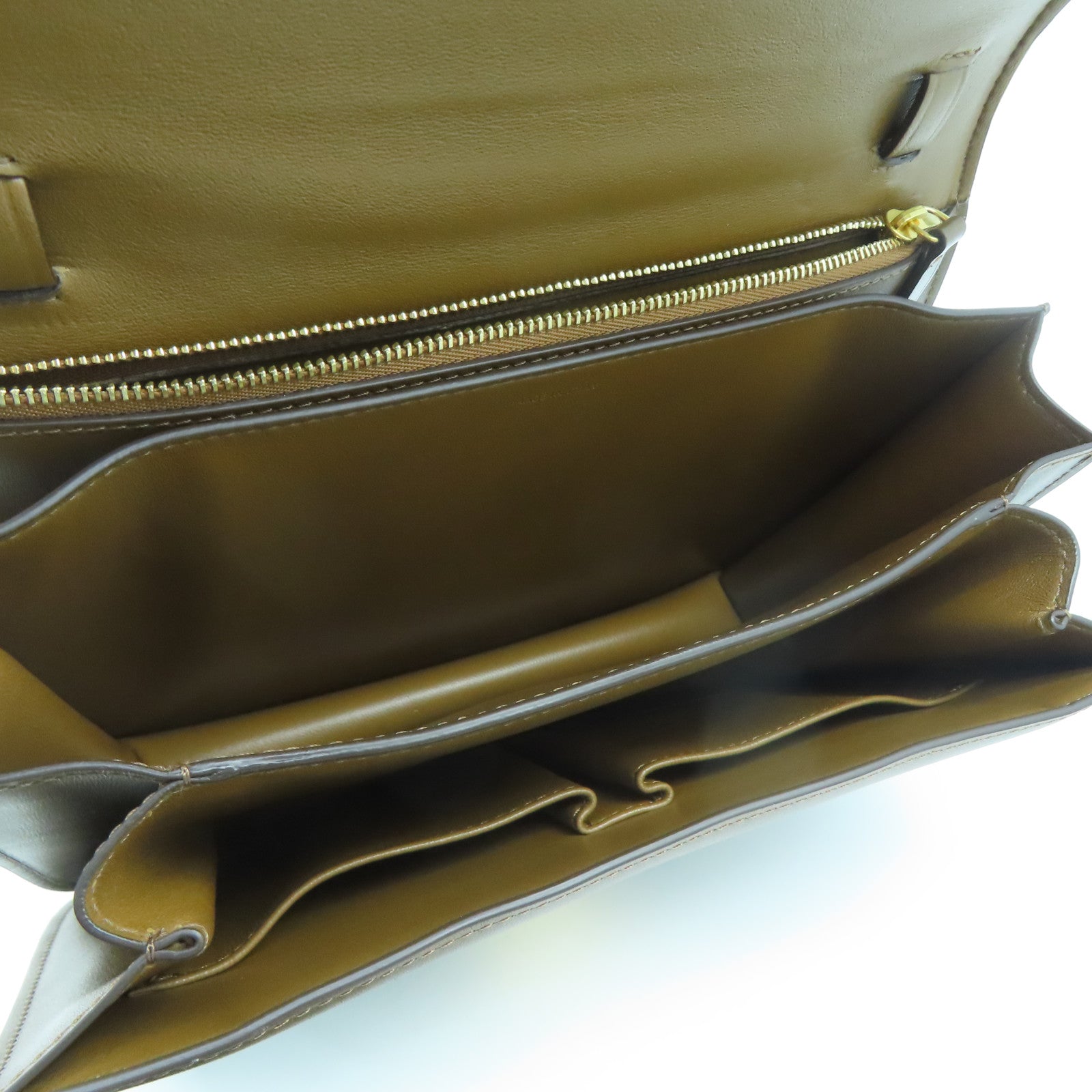 CELINE cowhide leather Shoulder Bag gold buckle shoulder bag brown