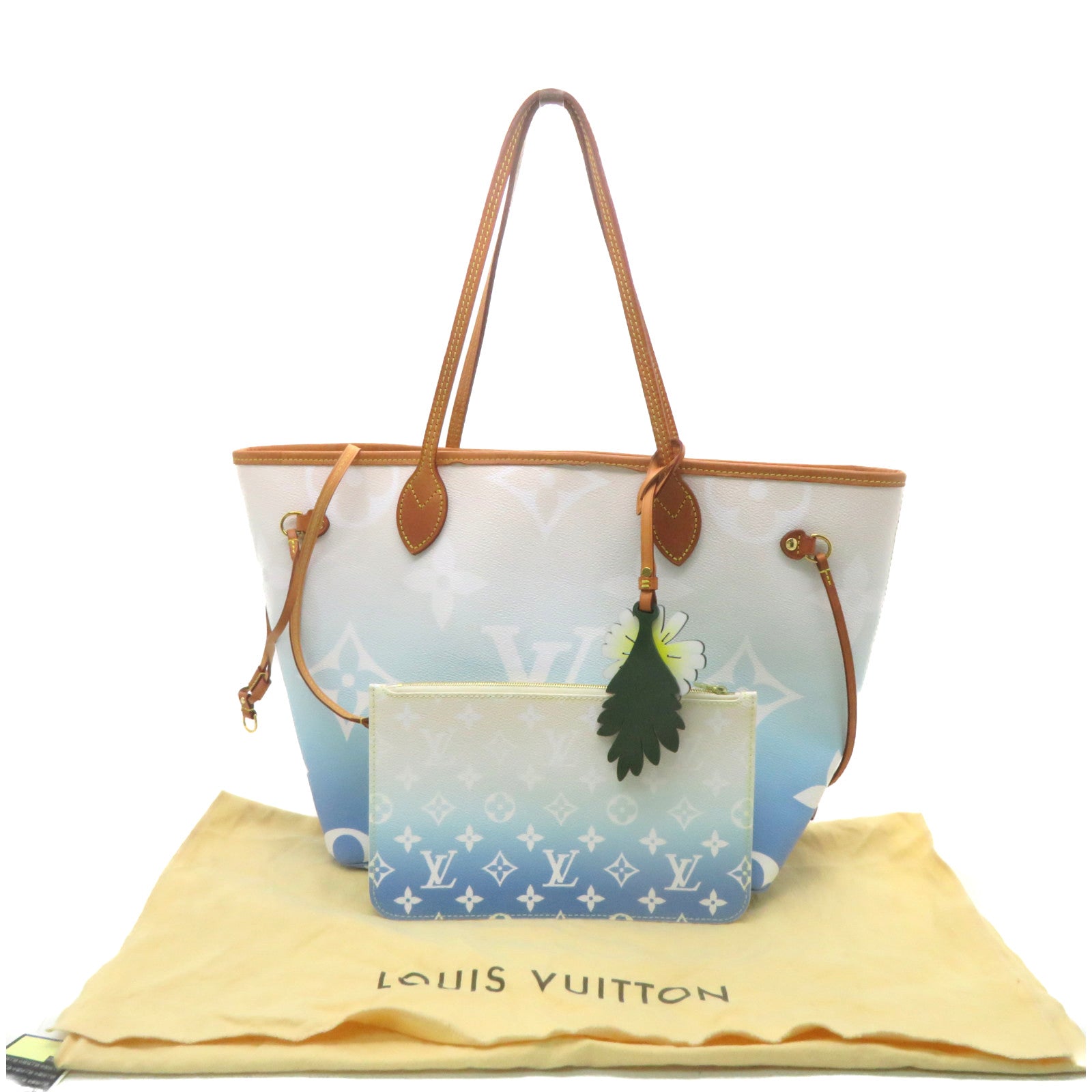 LOUIS VUITTON Monogram Giant Neverfull MM Tote Bag Light Blue/Color