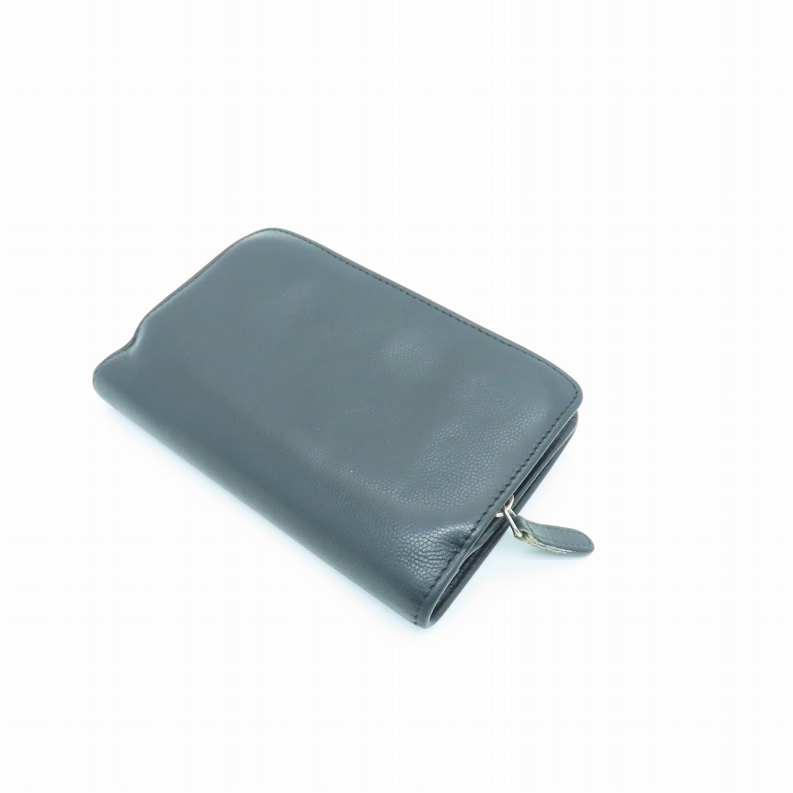 CHANEL 皮革Wallet銀扣錢包黑色