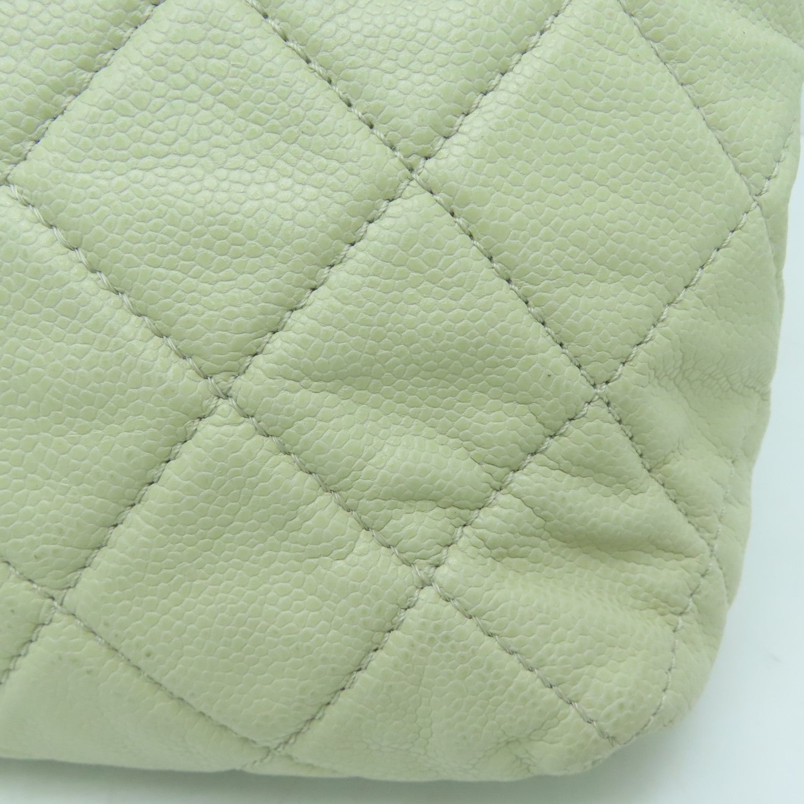 CHANEL 【激减优惠】菱格牛皮皮革Shoulder Bag银扣肩背袋米色