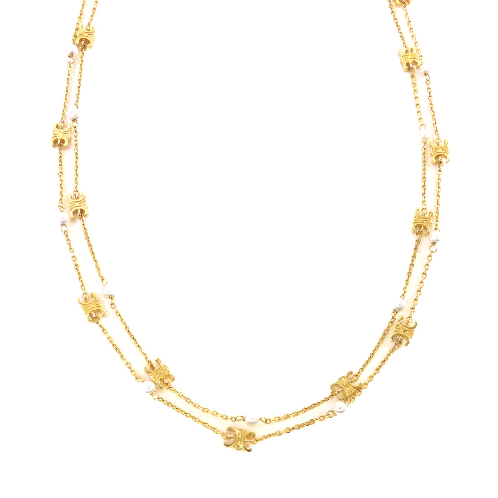 CELINE 金屬/仿珍珠 Triomphe Necklace項鏈