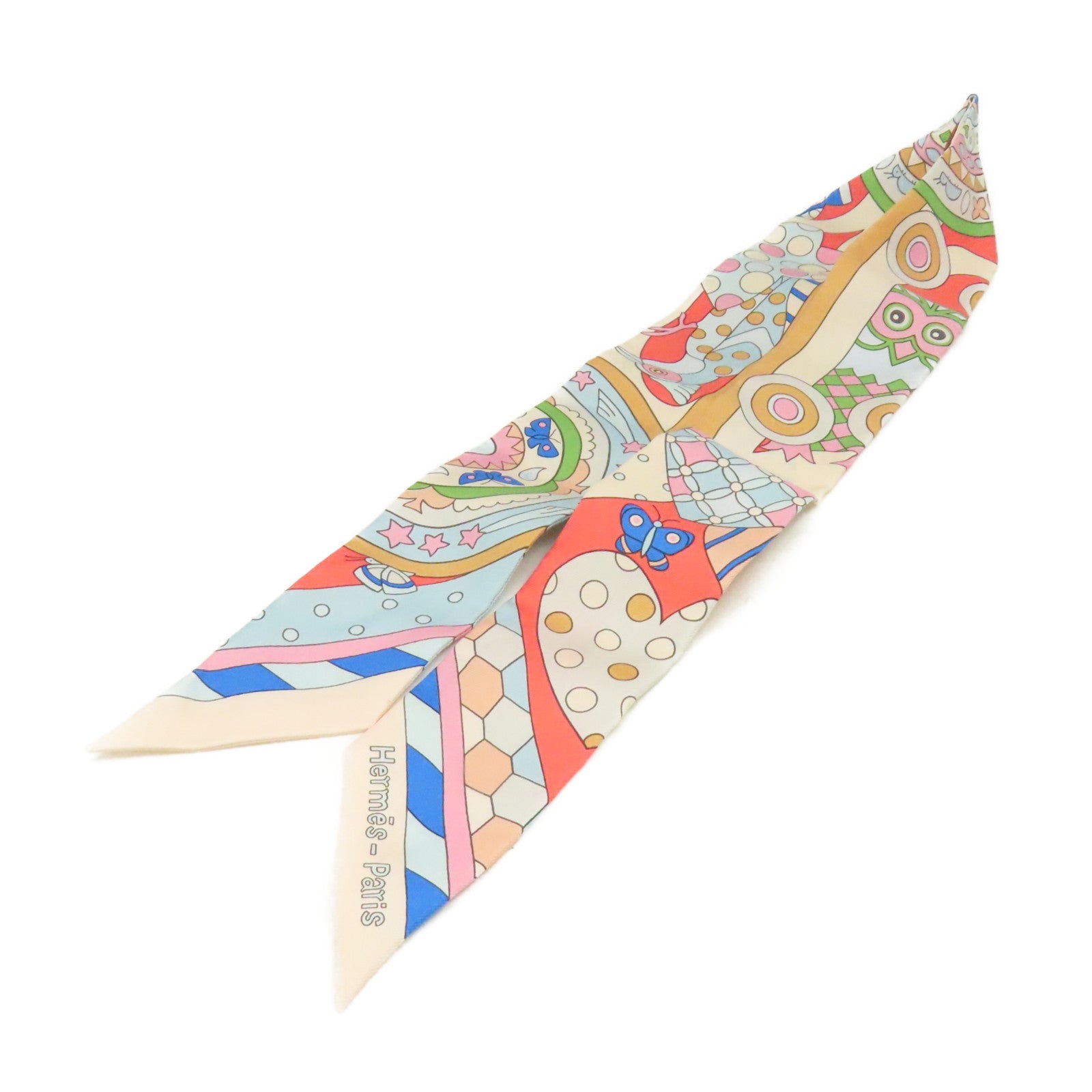 HERMES 【激減優惠】絲質Twilly Scarf絲巾杏色/粉紅色/彩色