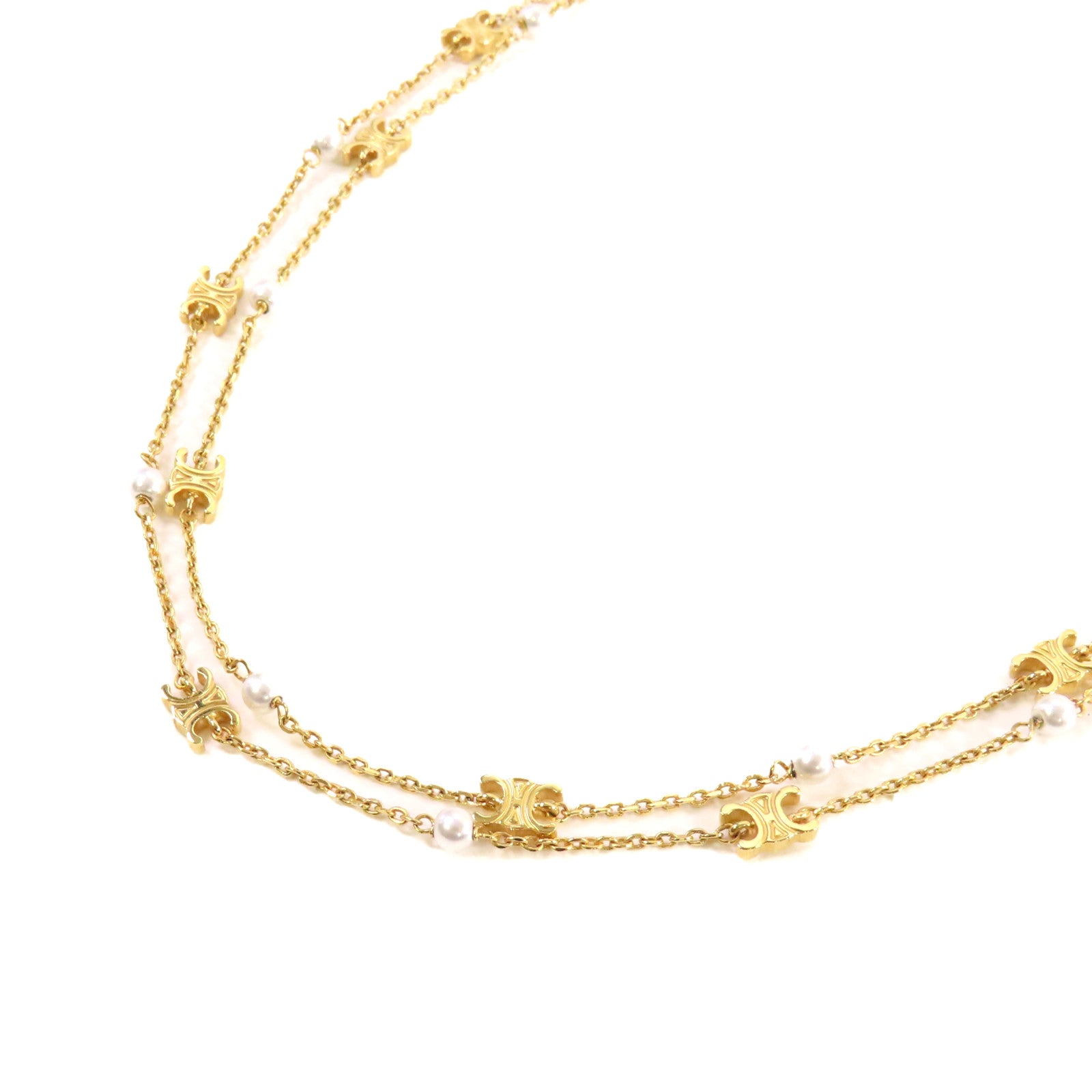CELINE 金屬/仿珍珠 Triomphe Necklace項鏈