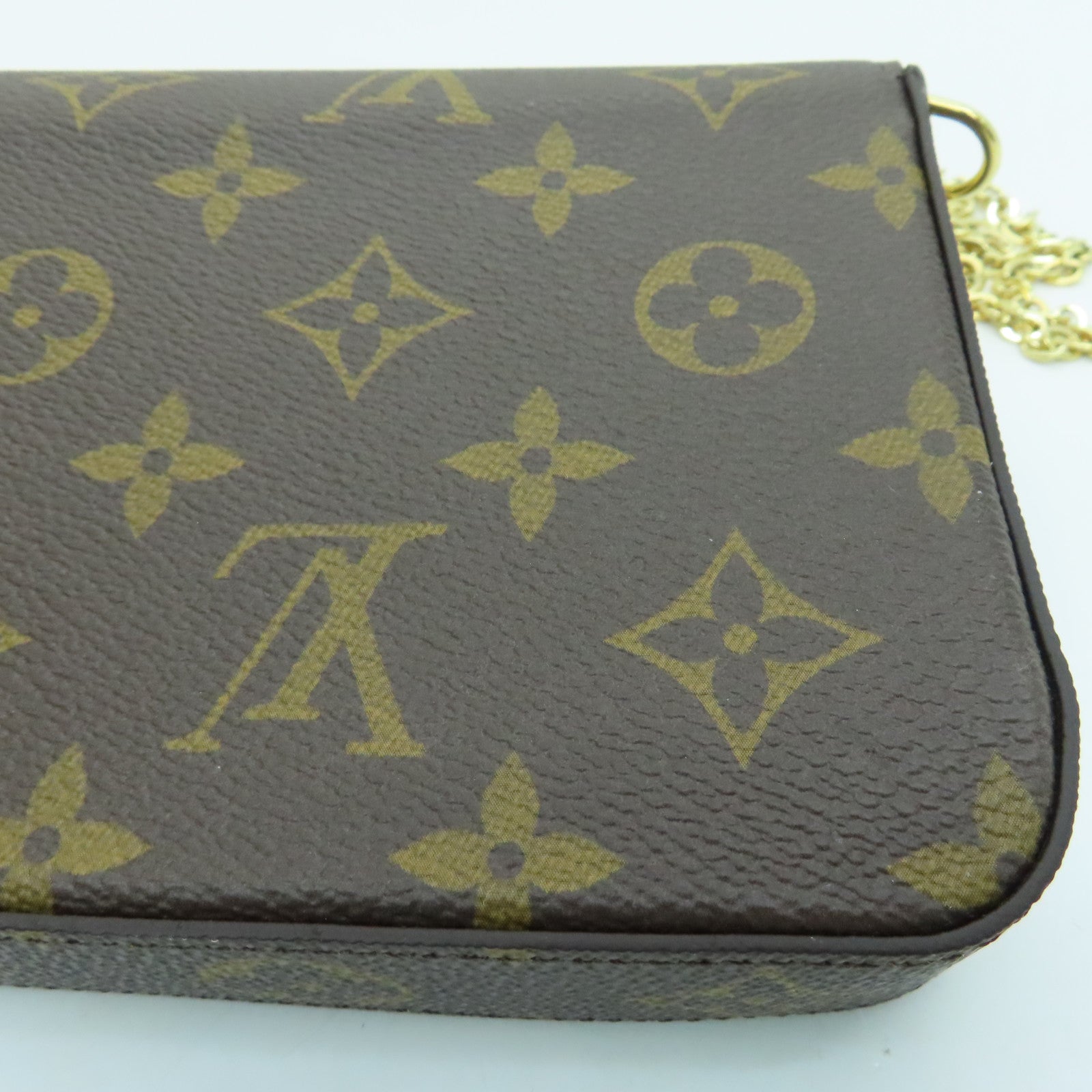 LOUIS VUITTON Monogram Felicie Pochette Vivienne Holidays Chain Shoulder Bag金扣鏈條肩背袋啡色/粉紅色