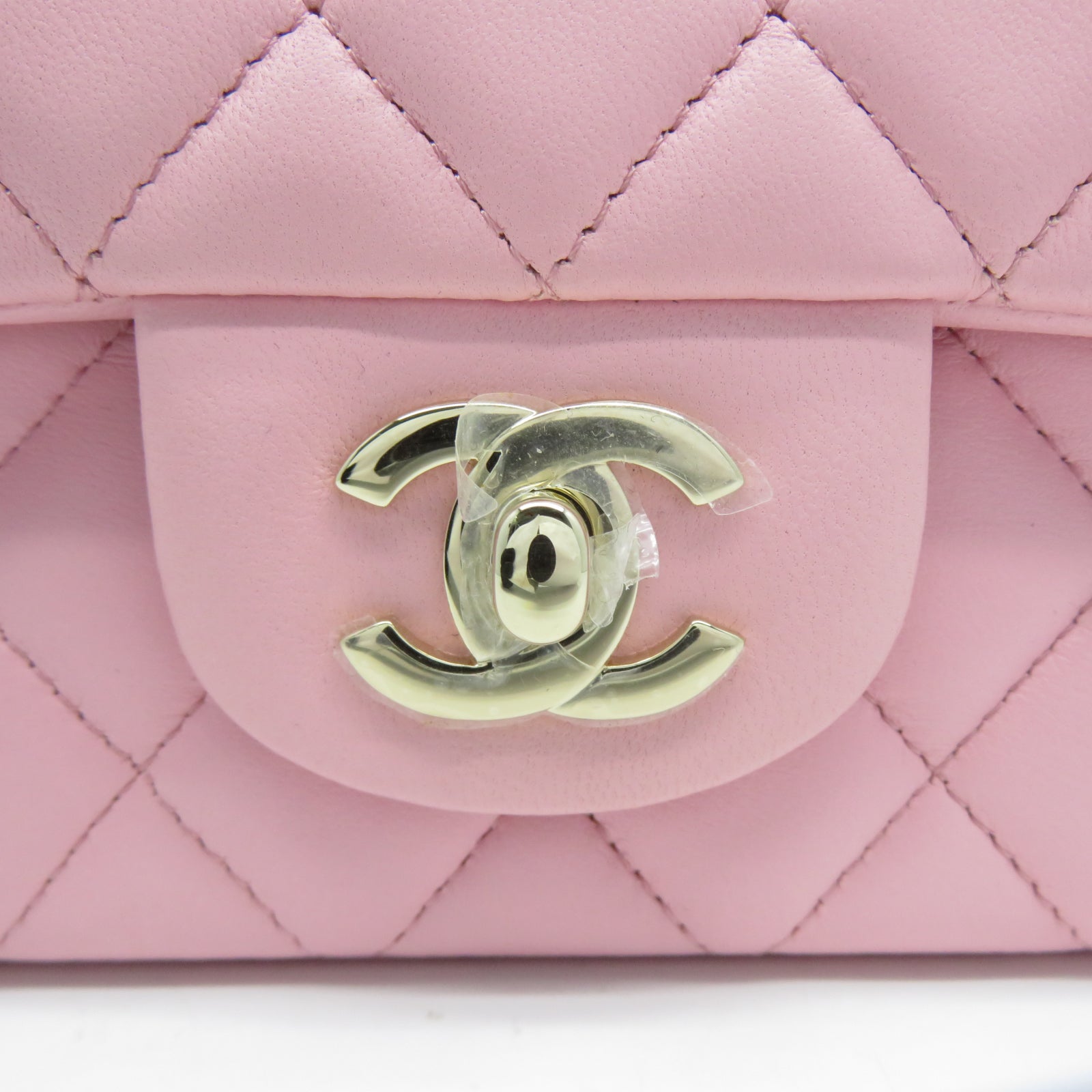 CHANEL 菱格羊皮皮革Classic 20cm金扣鏈帶肩背袋粉紅色