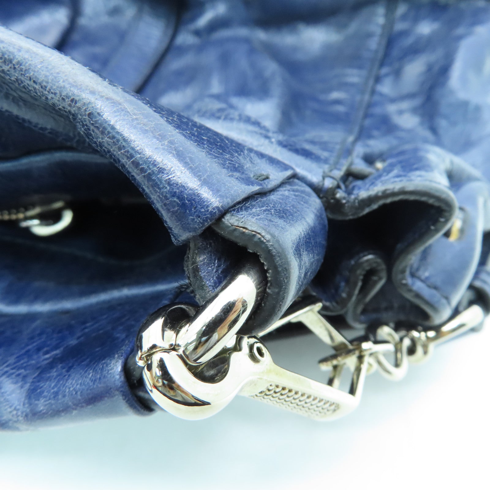Miu Miu cowhide leather 2 Way Shoulder silver buckle handle shoulder bag blue