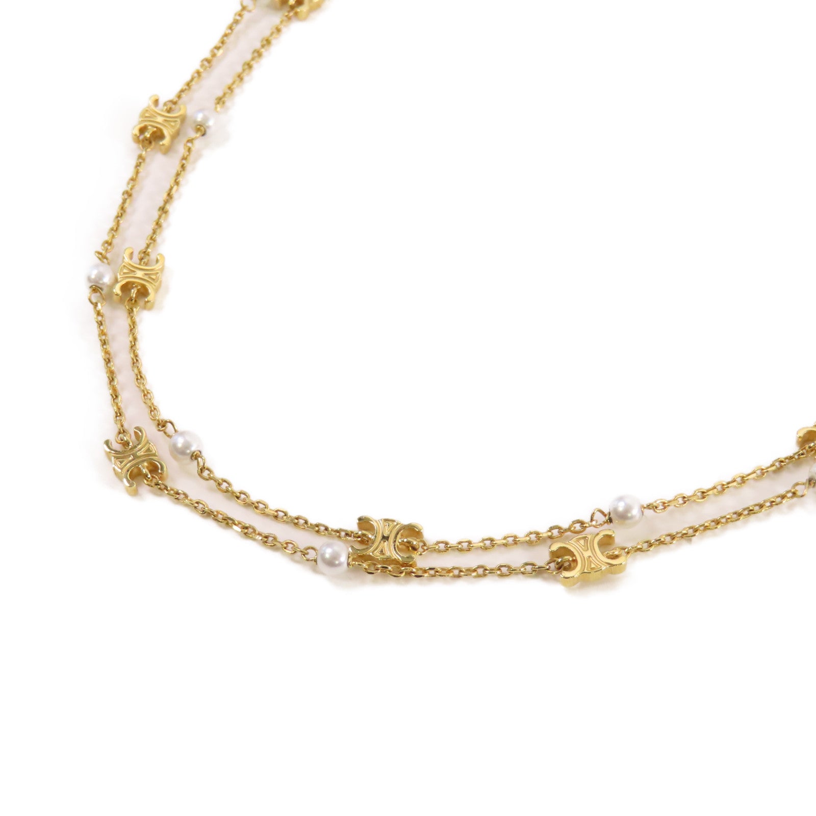 CELINE 金屬/仿珍珠 Triomphe Necklace項鏈