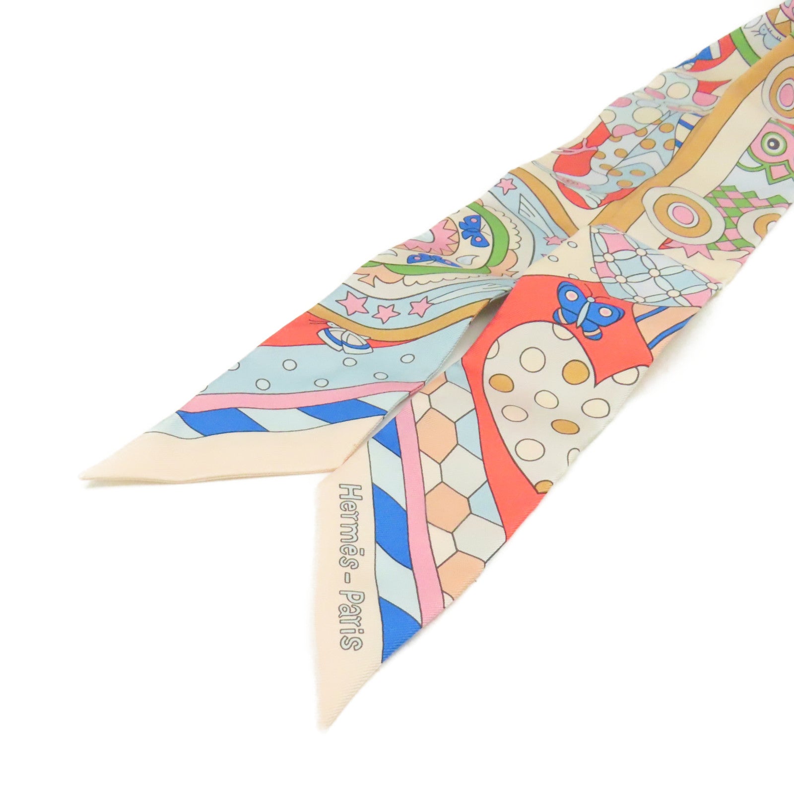 HERMES 【激減優惠】絲質Twilly Scarf絲巾杏色/粉紅色/彩色