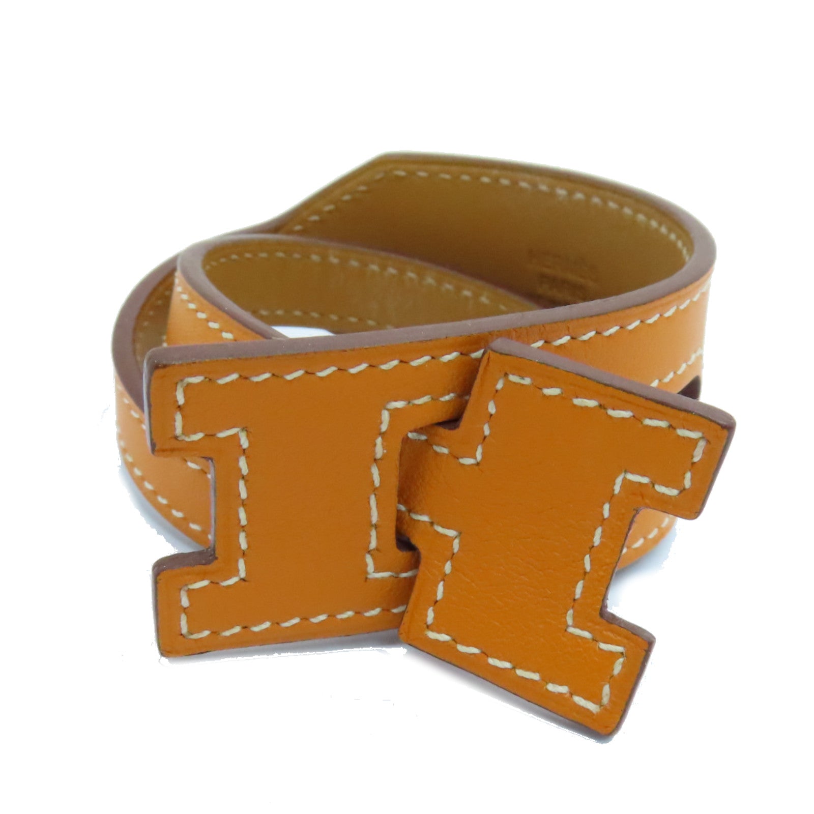 HERMES Swift Leather Jest Lag Double Tour Wrap Bracelet (T2) Bracelet Orange