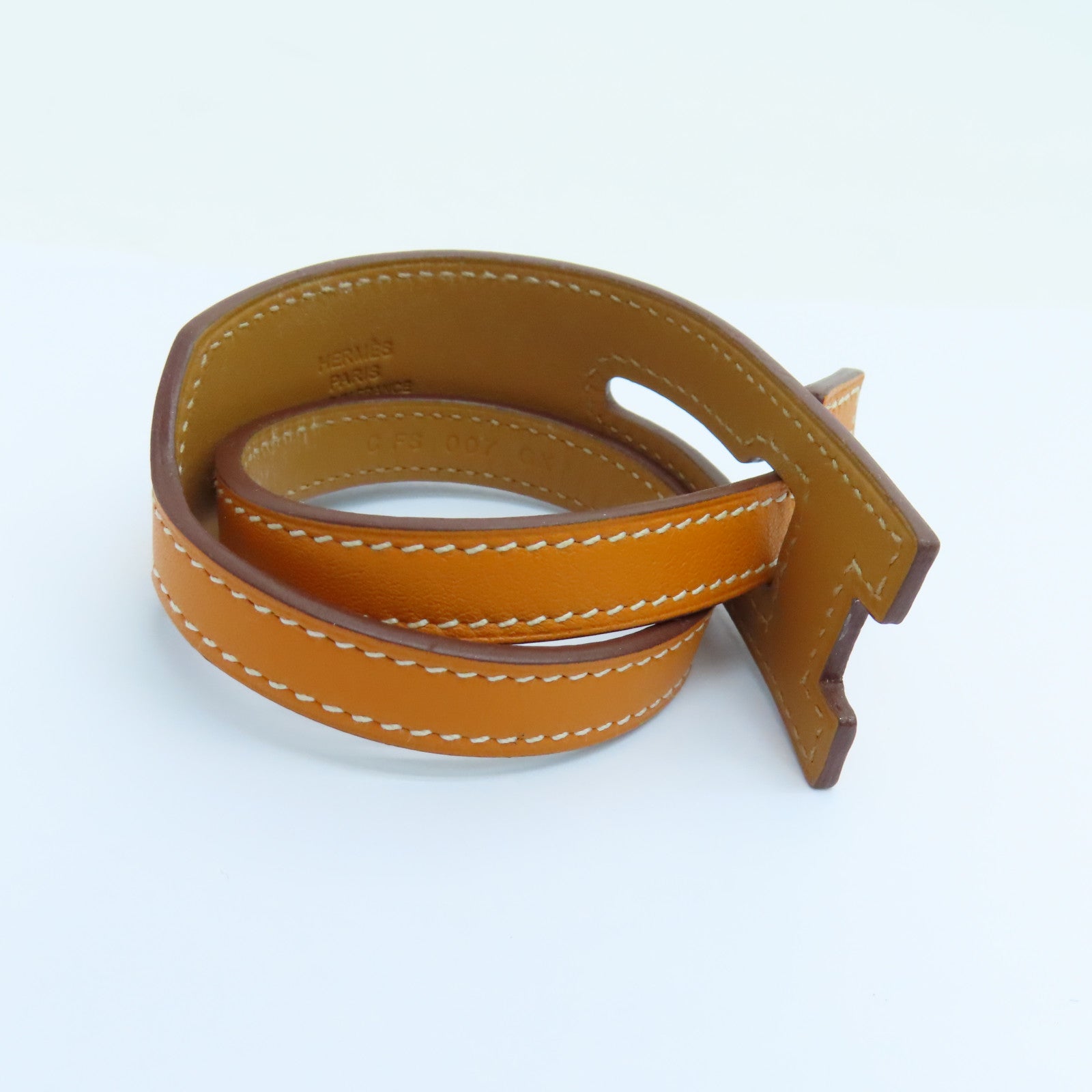 HERMES Swift Leather Jest Lag Double Tour Wrap Bracelet (T2) Bracelet Orange