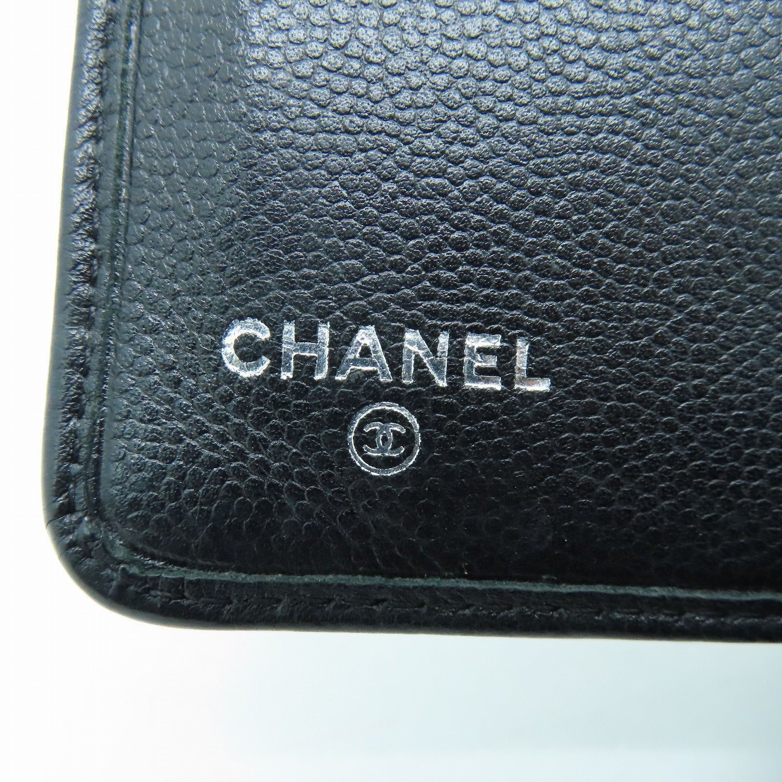 CHANEL 皮革Wallet銀扣錢包黑色