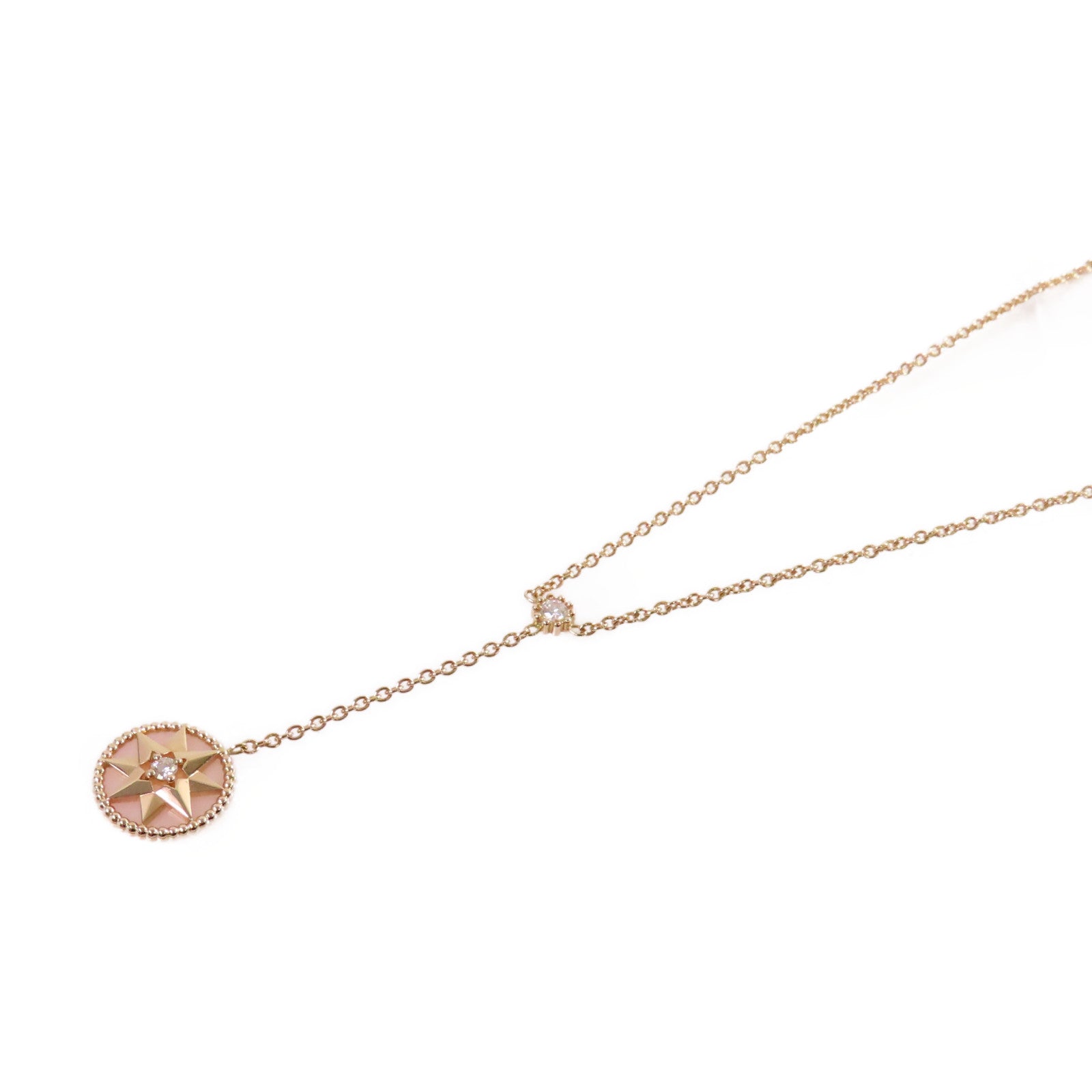Dior 18K玫瑰金/粉紅蛋白石/鑽石Rose Des Vents Necklace項鏈