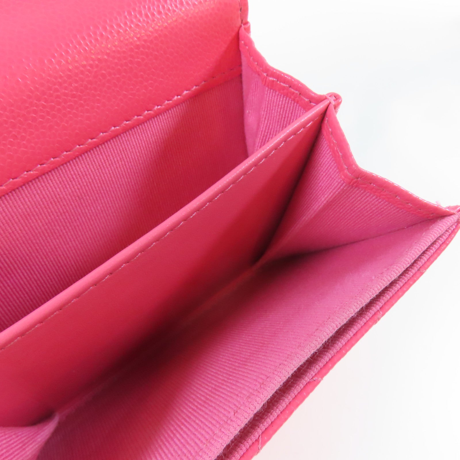CHANEL 菱格牛皮皮革Card Case金扣卡片套粉紅色