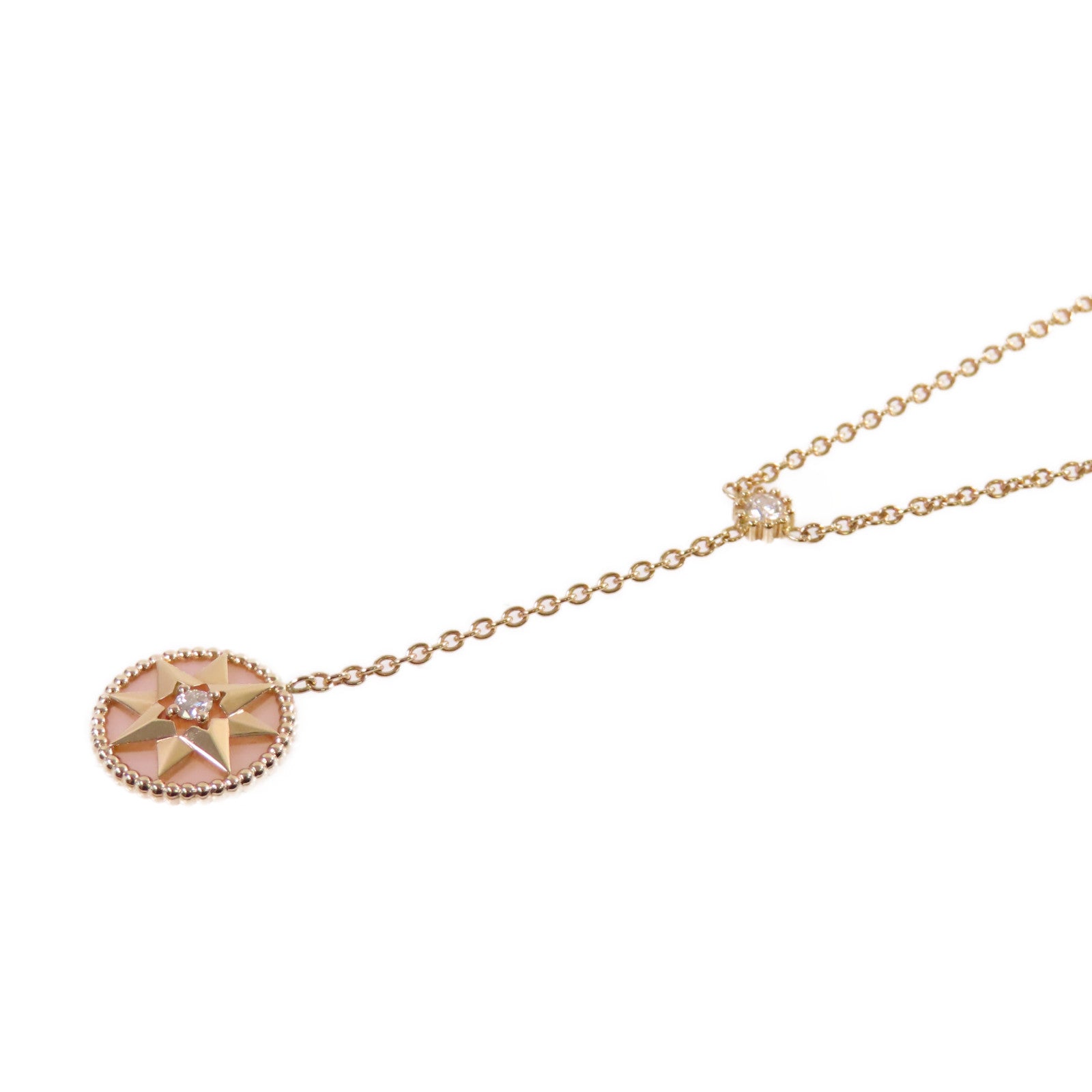 Dior 18K玫瑰金/粉紅蛋白石/鑽石Rose Des Vents Necklace項鏈