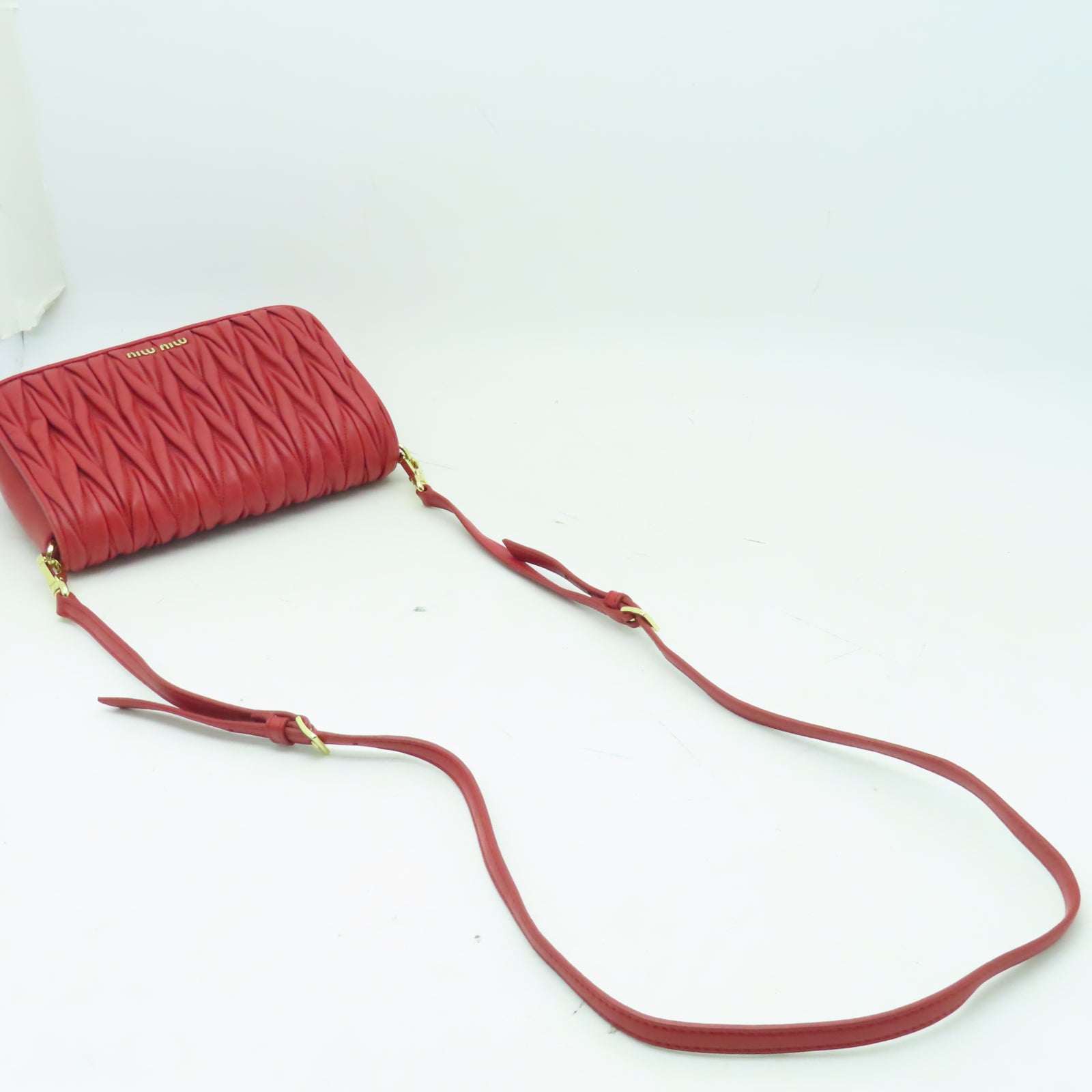 Miu Miu 羊皮皮革Shoulder Bag金扣肩背袋紅色