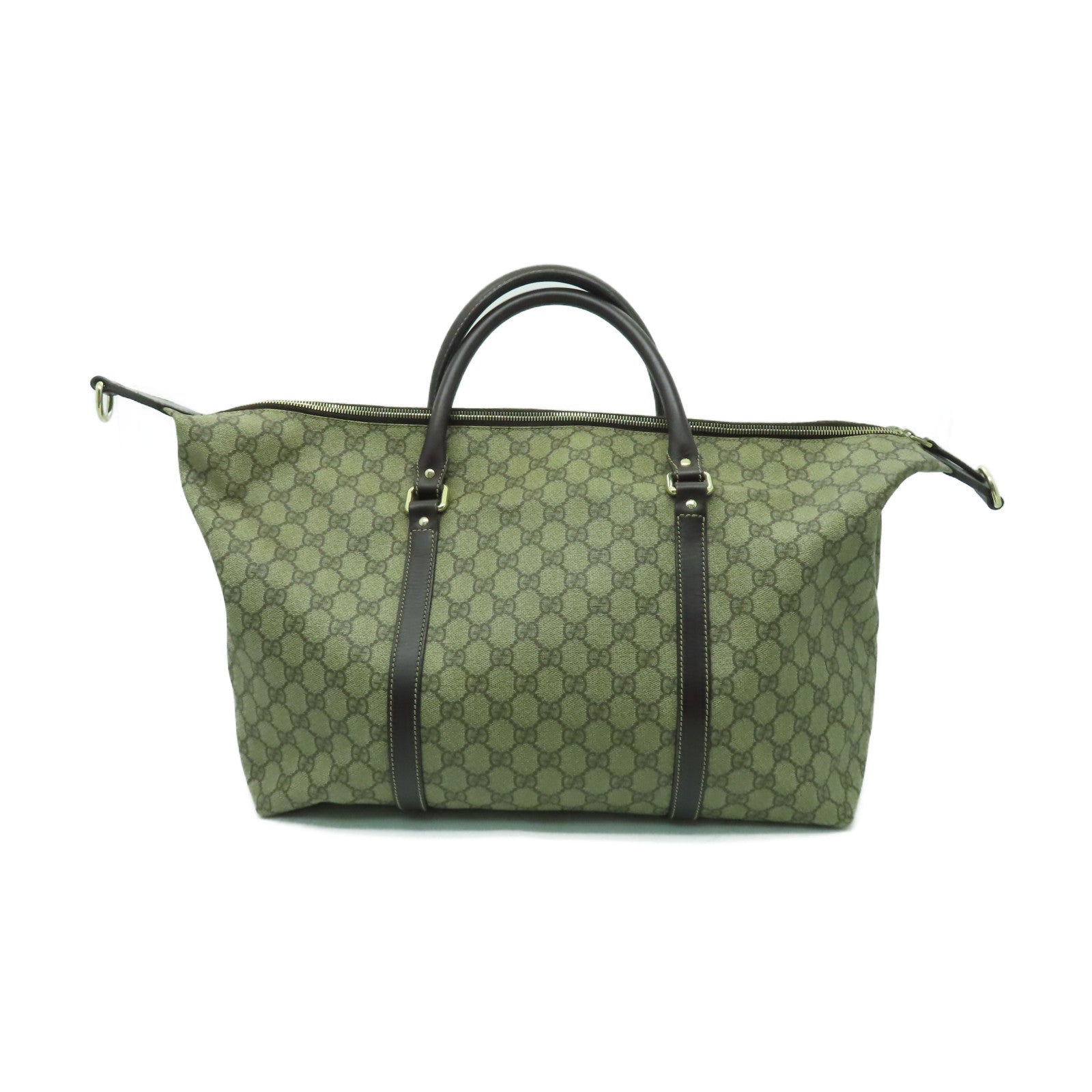 GUCCI 塗層帆布Boston Bag金扣手挽肩背兩用袋啡色