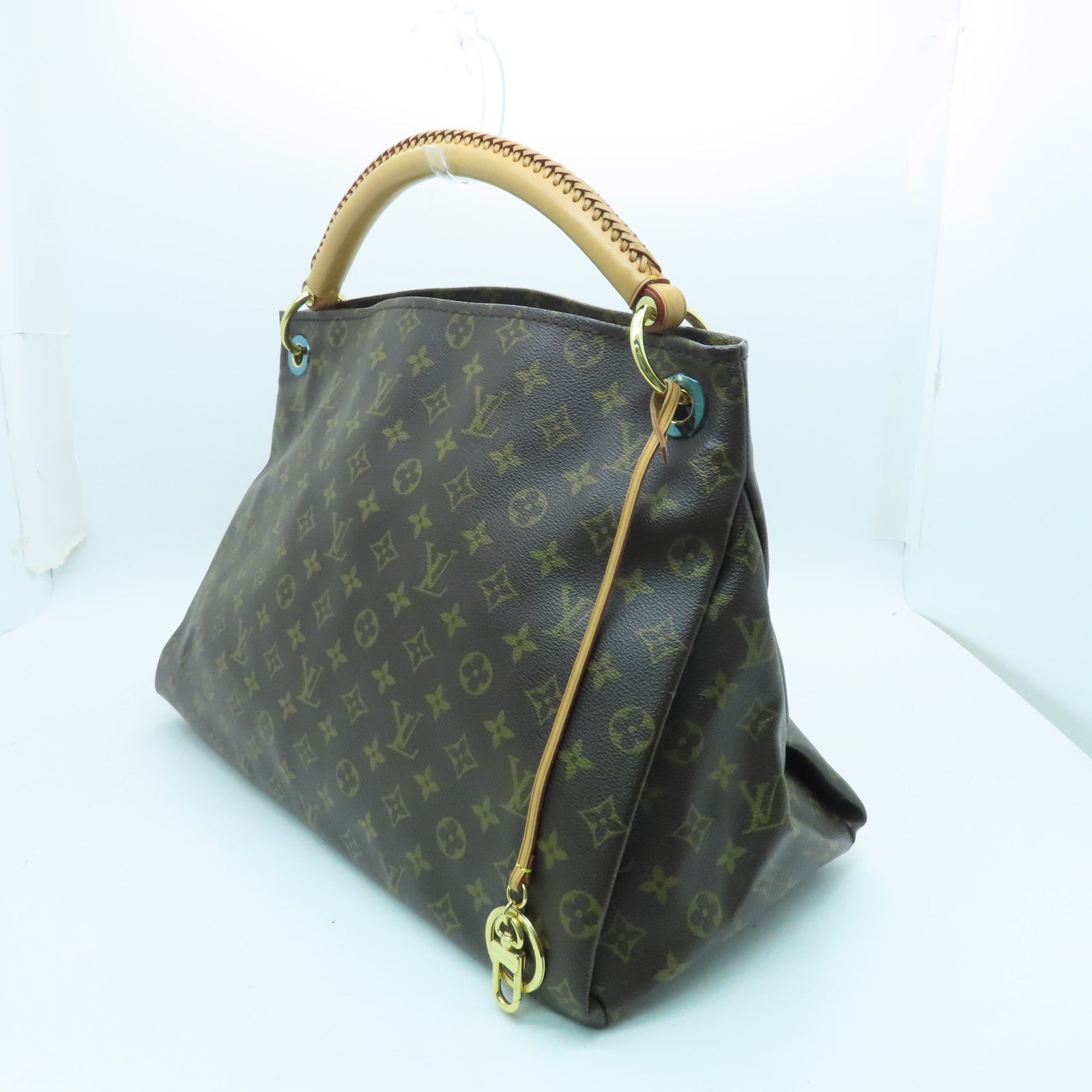 LOUIS VUITTON Monogram Artsy MM gold buckle handle bag brown