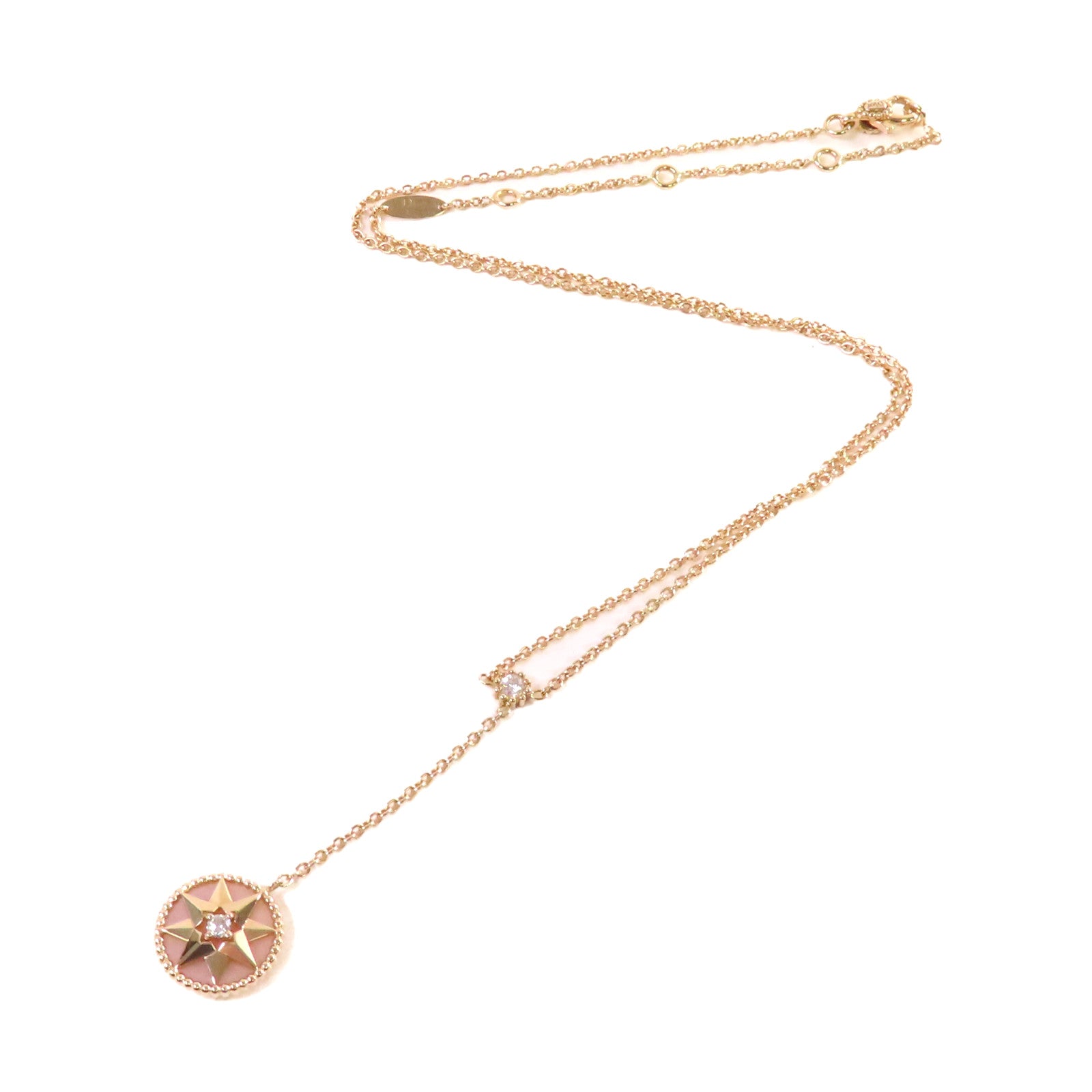 Dior 18K玫瑰金/粉紅蛋白石/鑽石Rose Des Vents Necklace項鏈