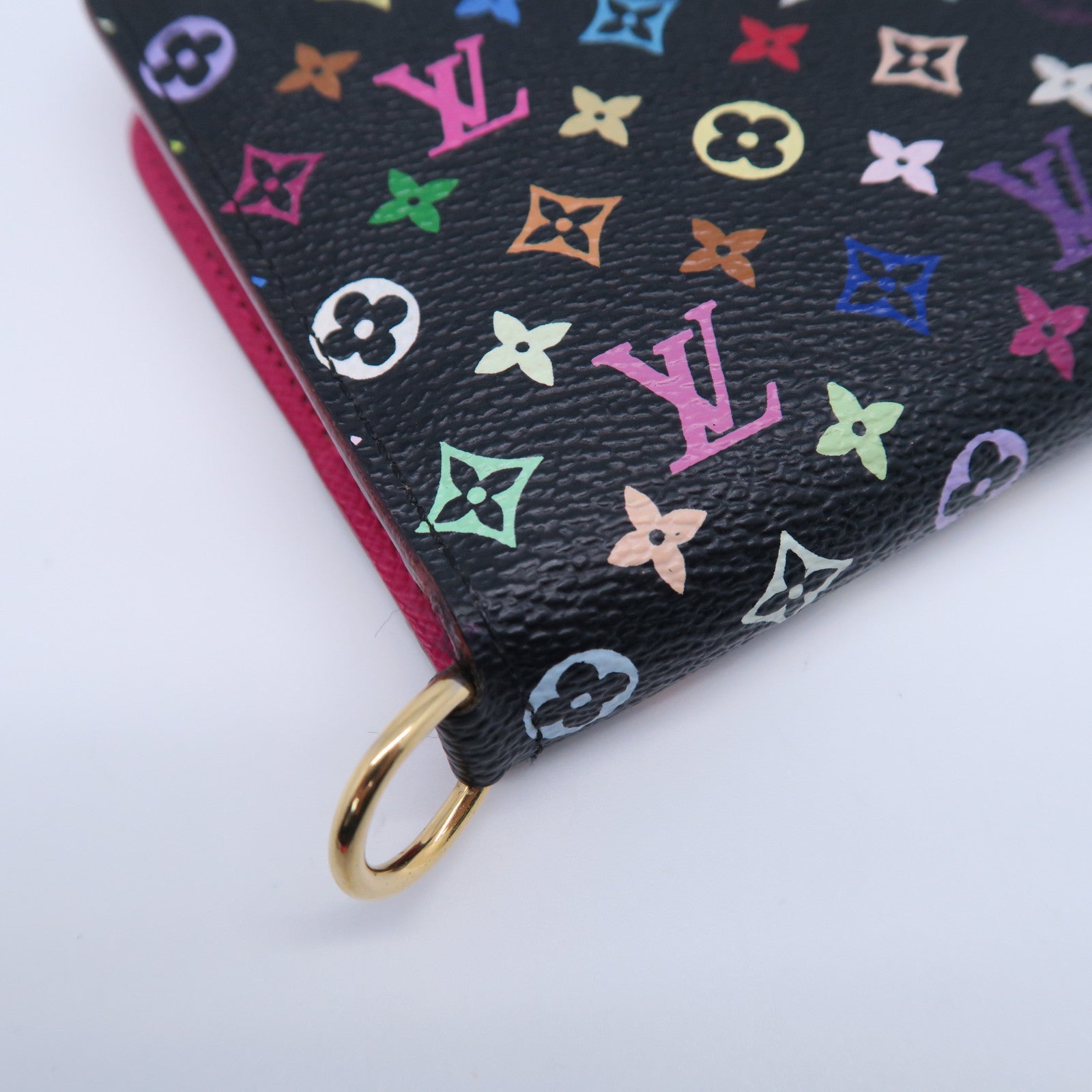 LOUIS VUITTON Monogram Multicolore Portefeuille Insolit金扣長錢包黑色/粉紅色