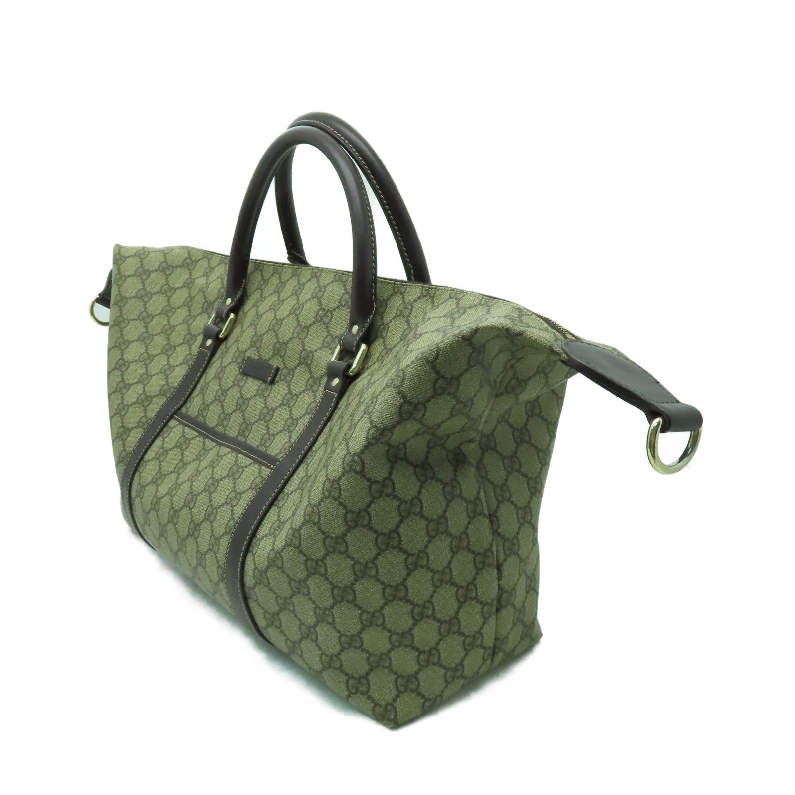 GUCCI 塗層帆布Boston Bag金扣手挽肩背兩用袋啡色