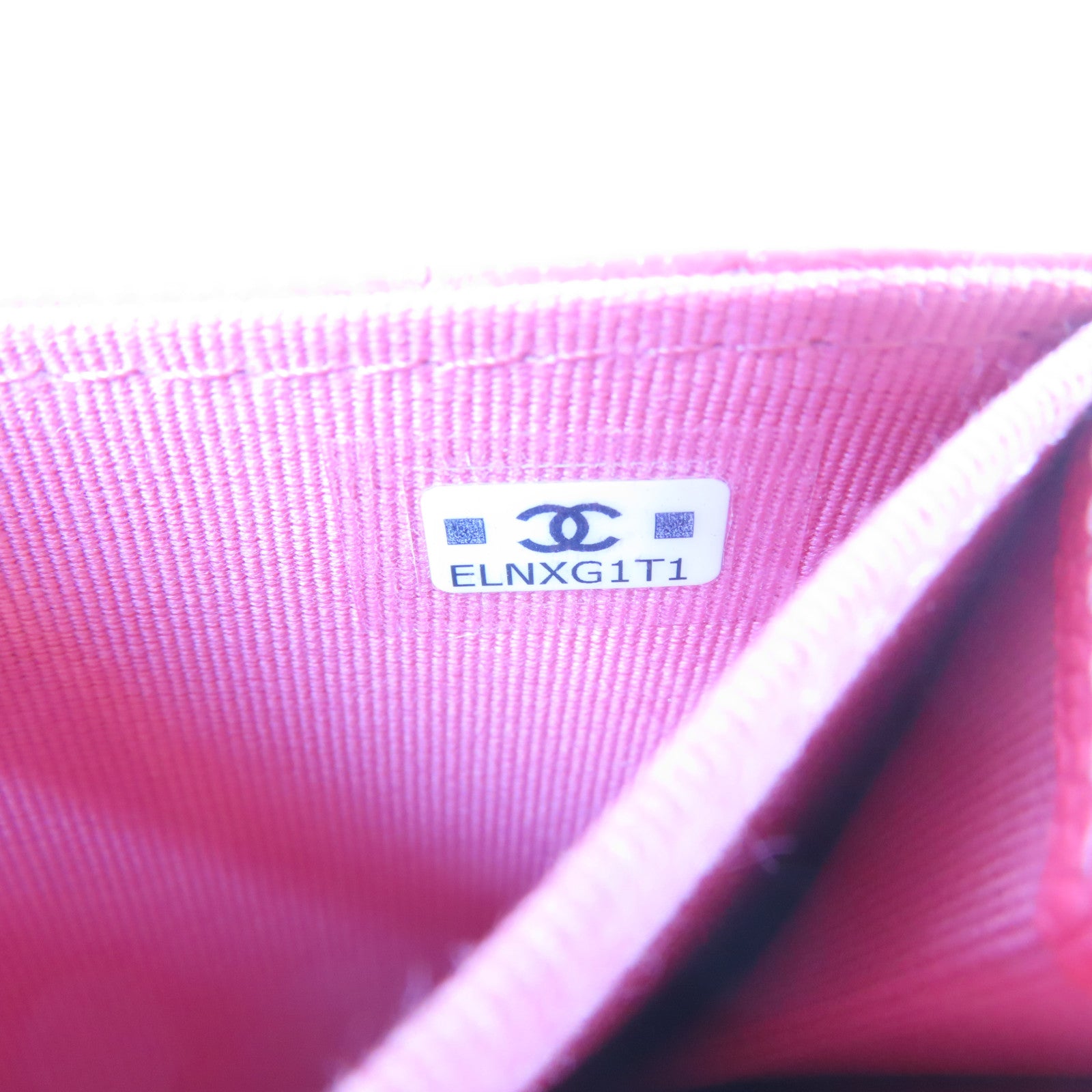 CHANEL 菱格牛皮皮革Card Case金扣卡片套粉紅色