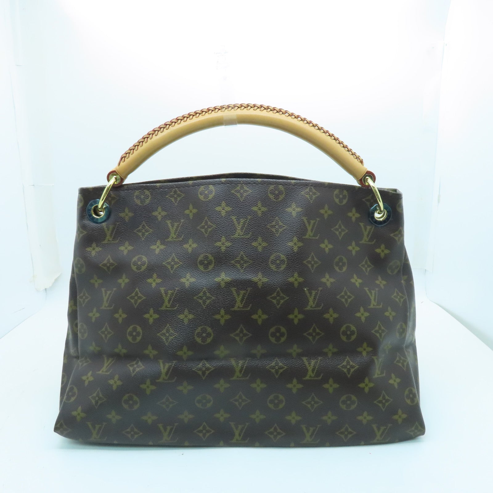 LOUIS VUITTON Monogram Artsy MM gold buckle handle bag brown