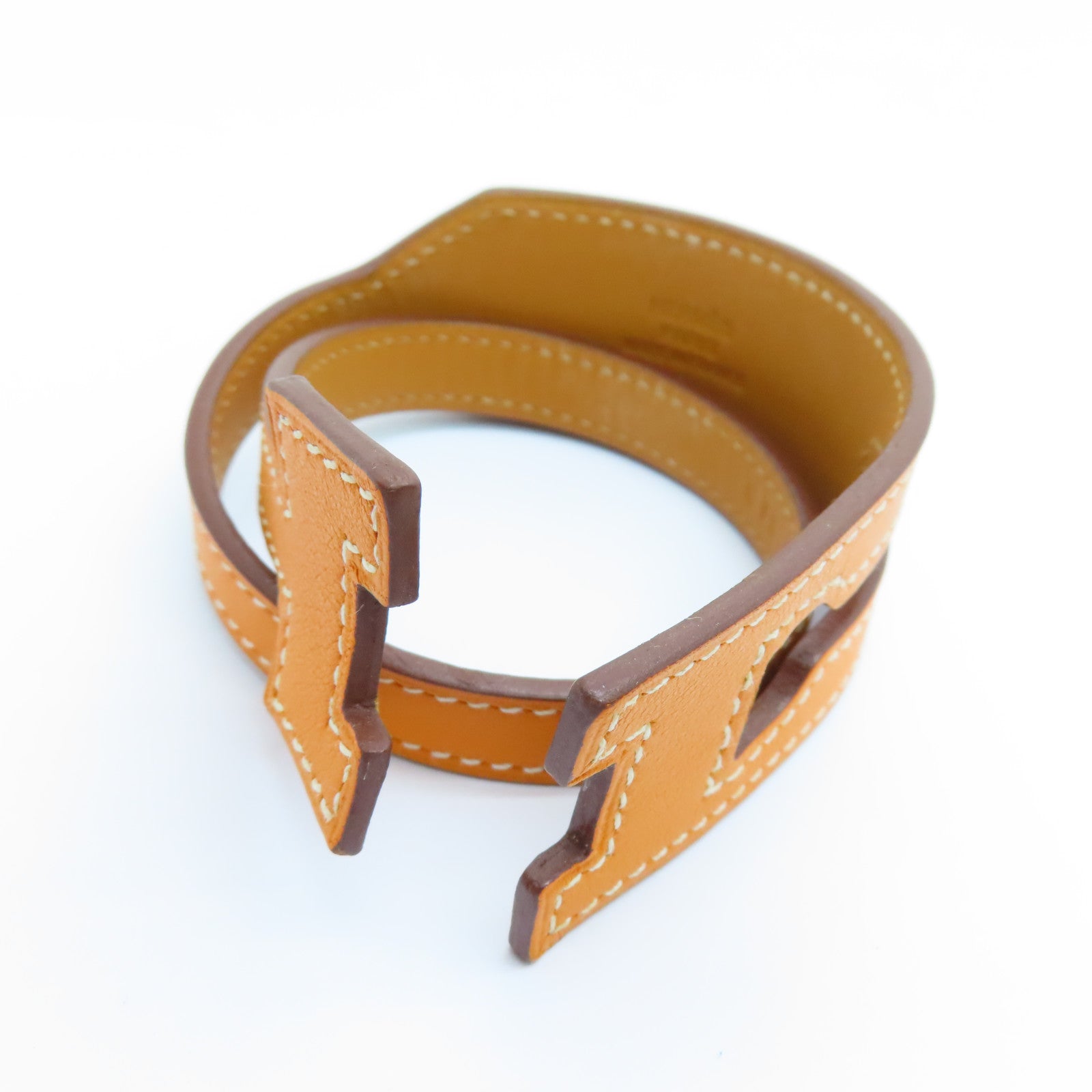 HERMES Swift Leather Jest Lag Double Tour Wrap Bracelet (T2) Bracelet Orange