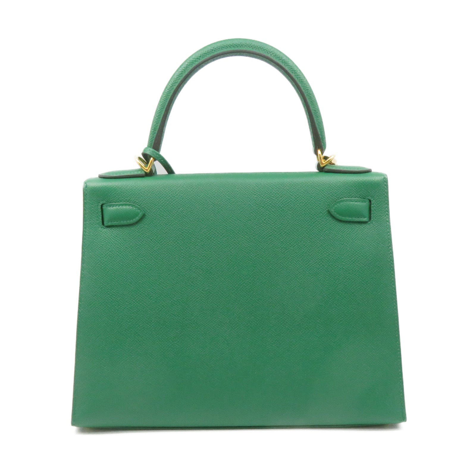 HERMES Epsom皮革Kelly 28金扣手挽肩背兩用袋飽和綠色