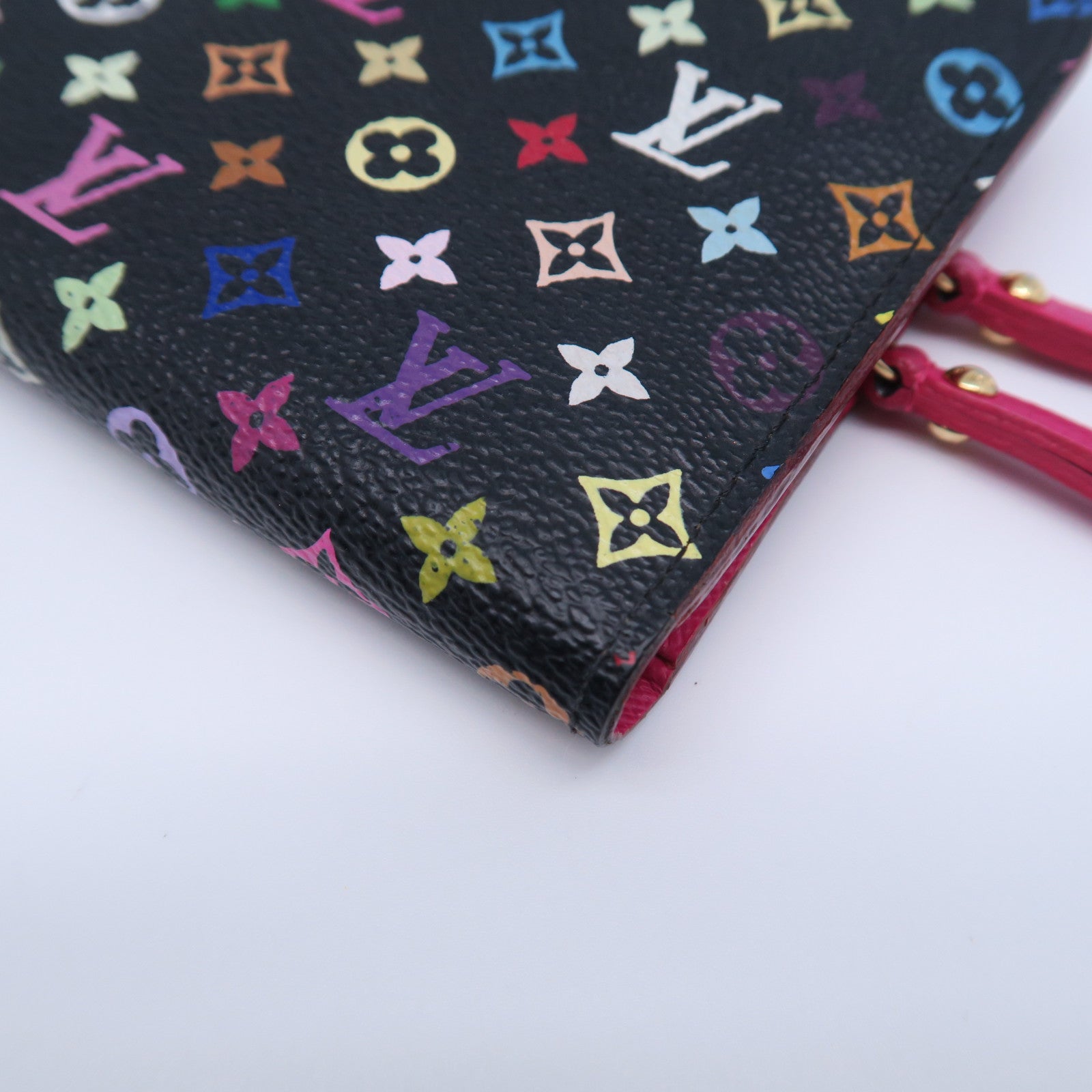 LOUIS VUITTON Monogram Multicolore Portefeuille Insolit金扣長錢包黑色/粉紅色