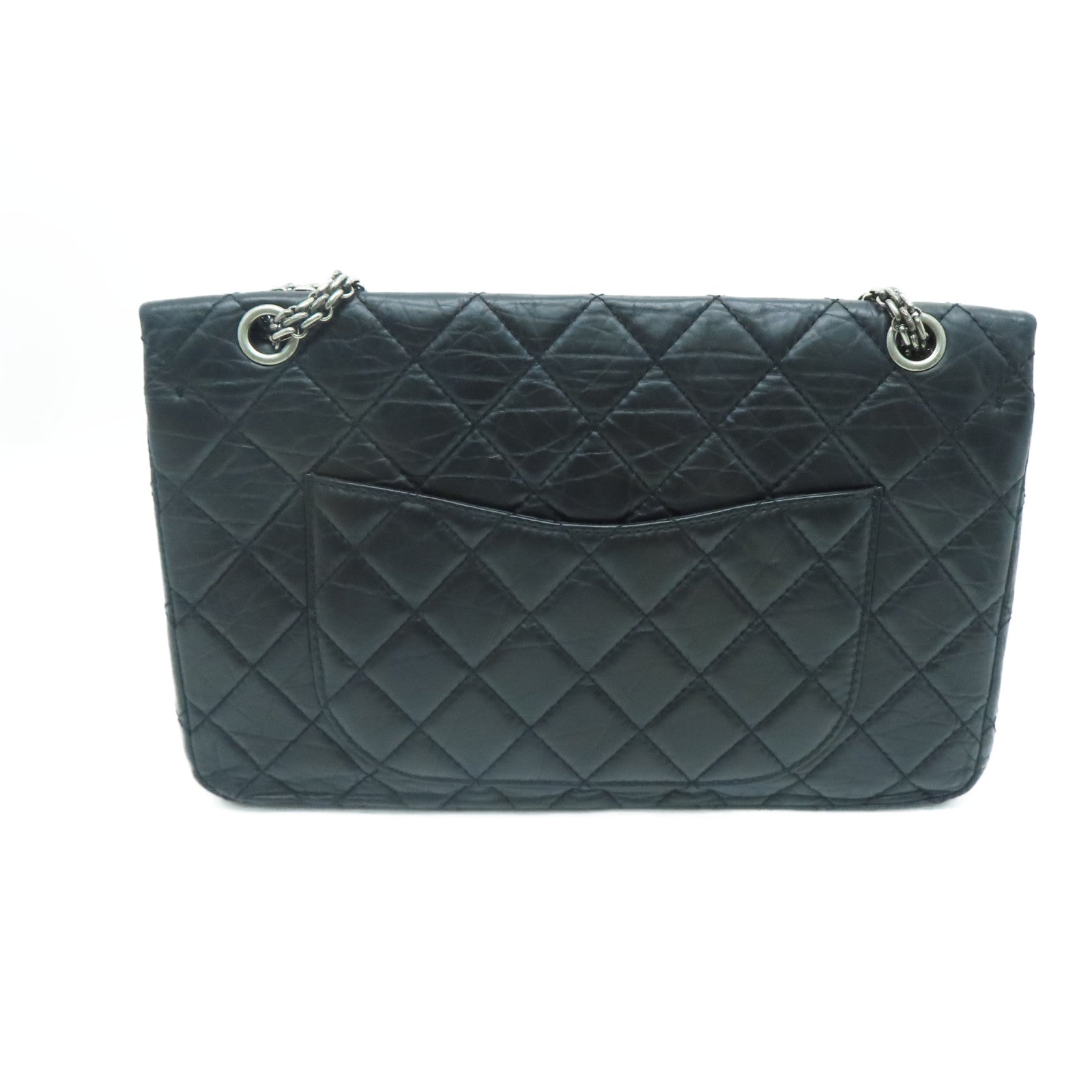 CHANEL [Sharp Discount] Lingge Aged Calf Leather 2.55 Chain Shoulder Silver Buckle Shoulder Bag Black